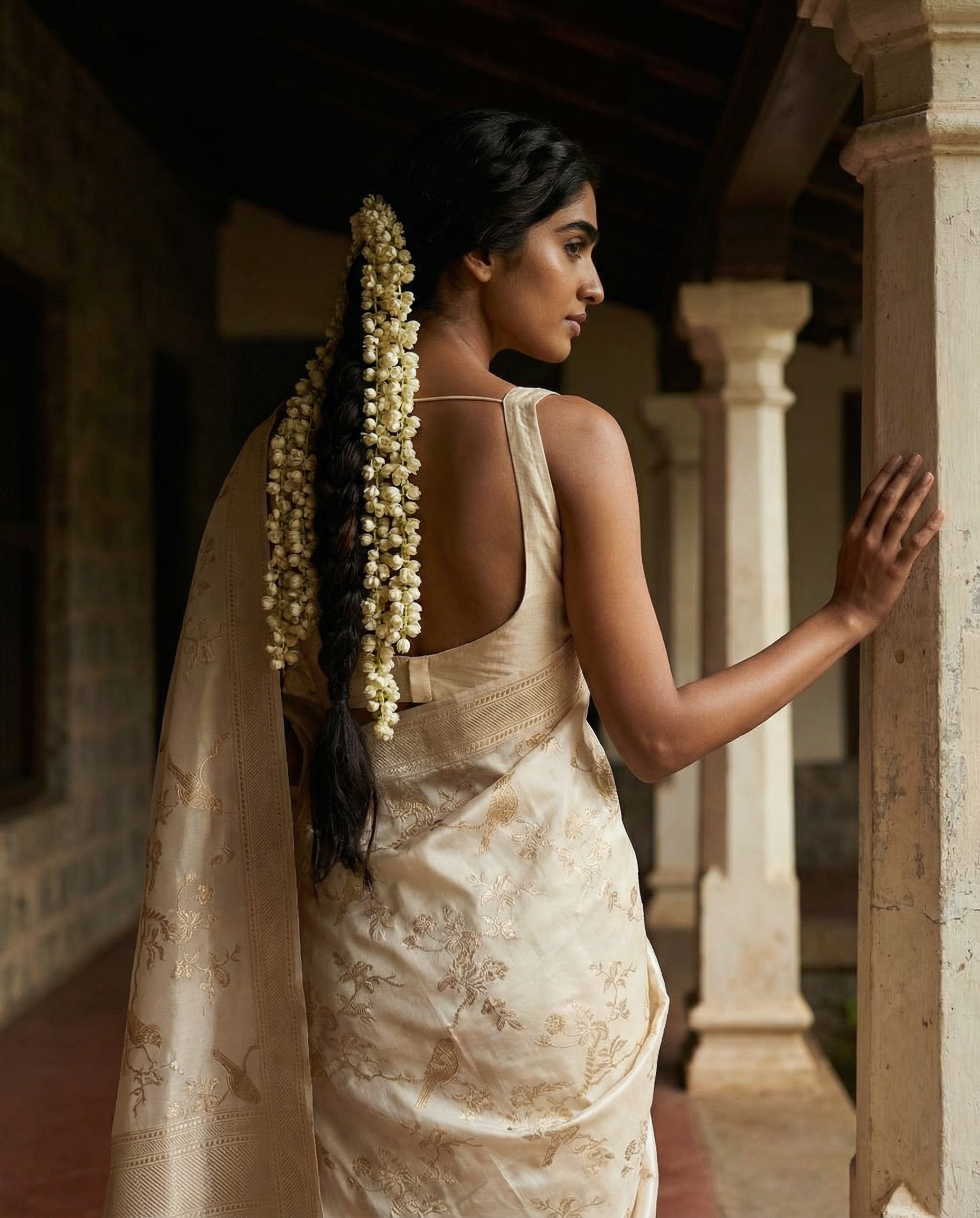 White Banarasi Katan Gajji Jaal