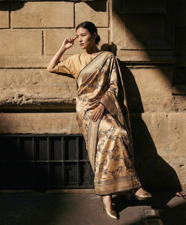 Artisanal Banarasi Gold Brocade Saree