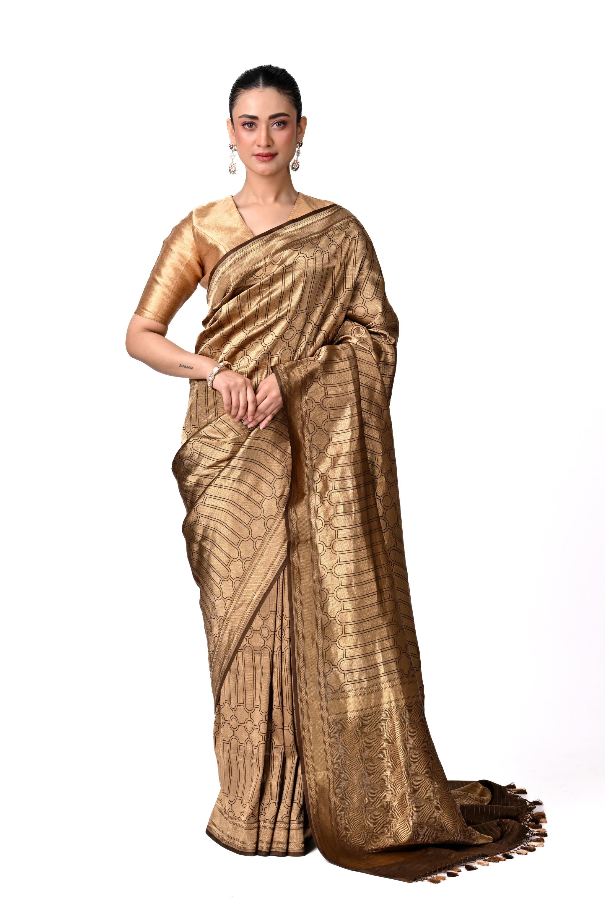 Antique Gold Brocade Saree