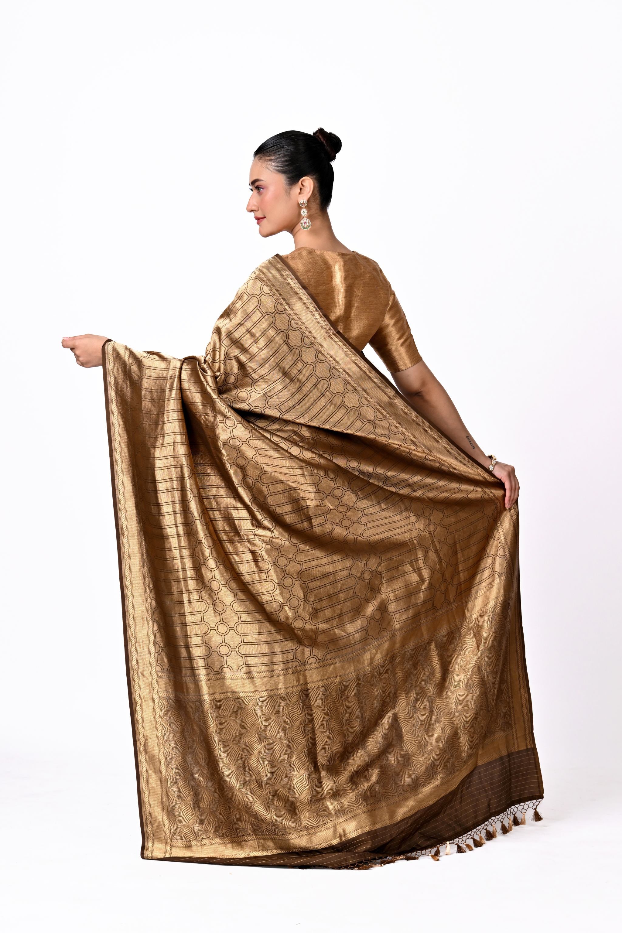 Antique Gold Brocade Saree