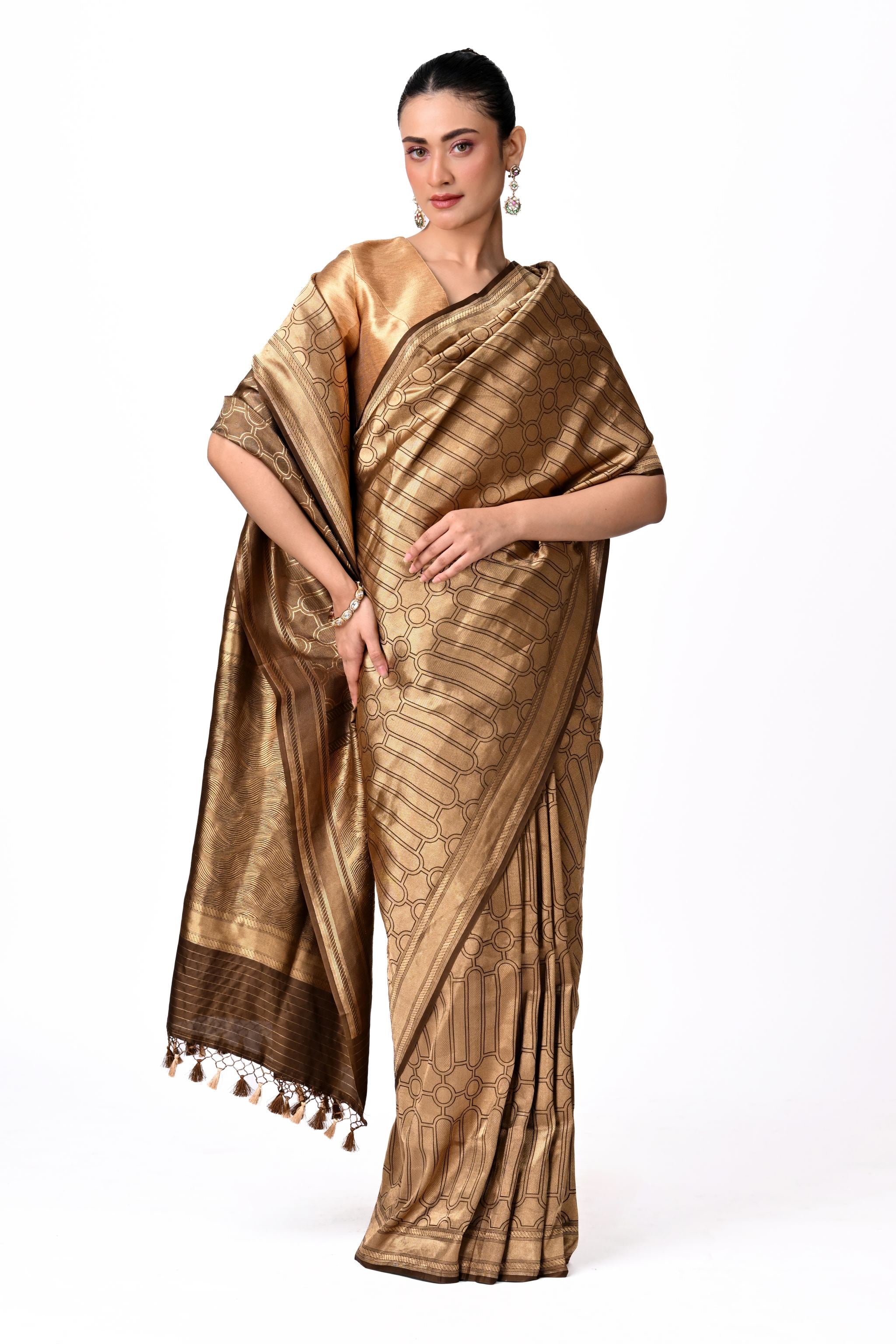 Antique Gold Brocade Saree