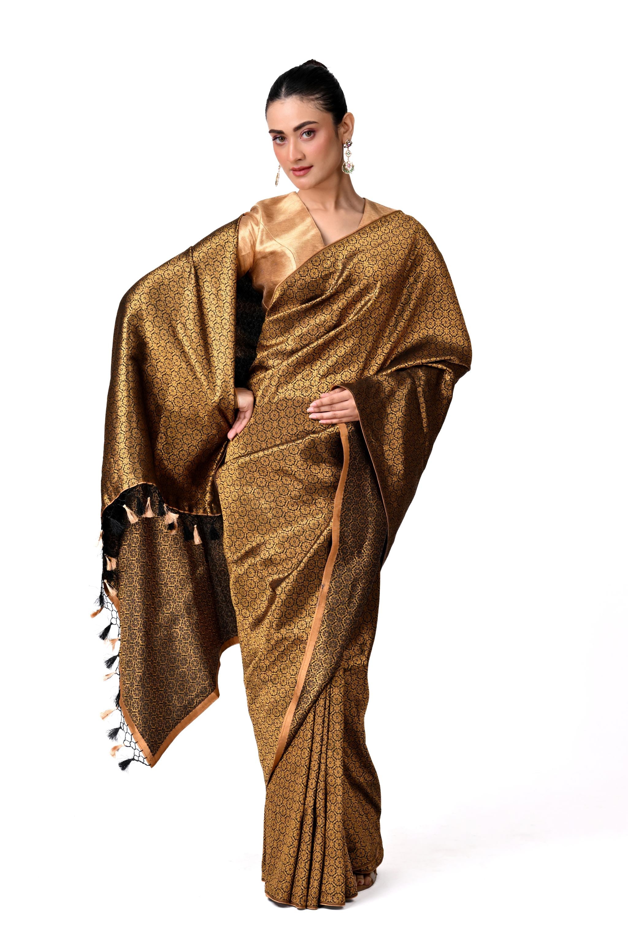 Antique Gold Brocade Saree