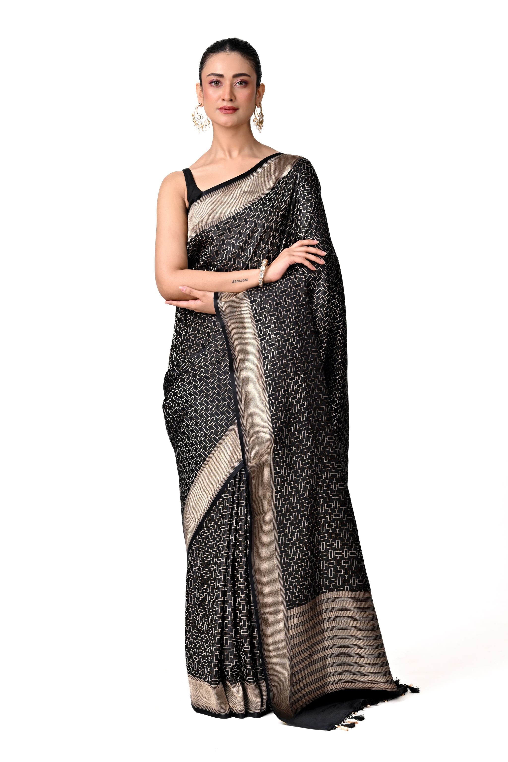 Black & Silver Brocade Saree