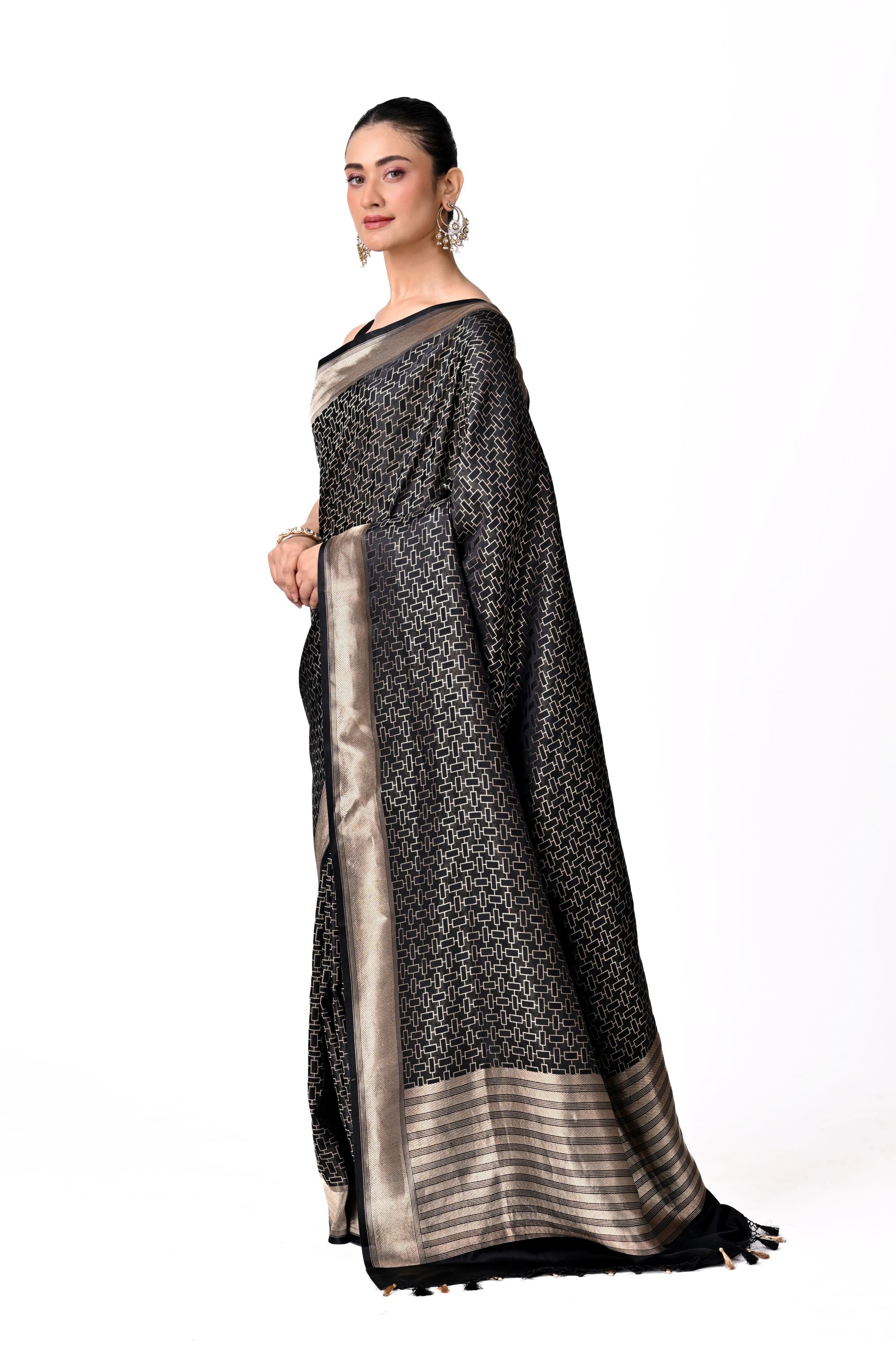 Black & Silver Brocade Saree