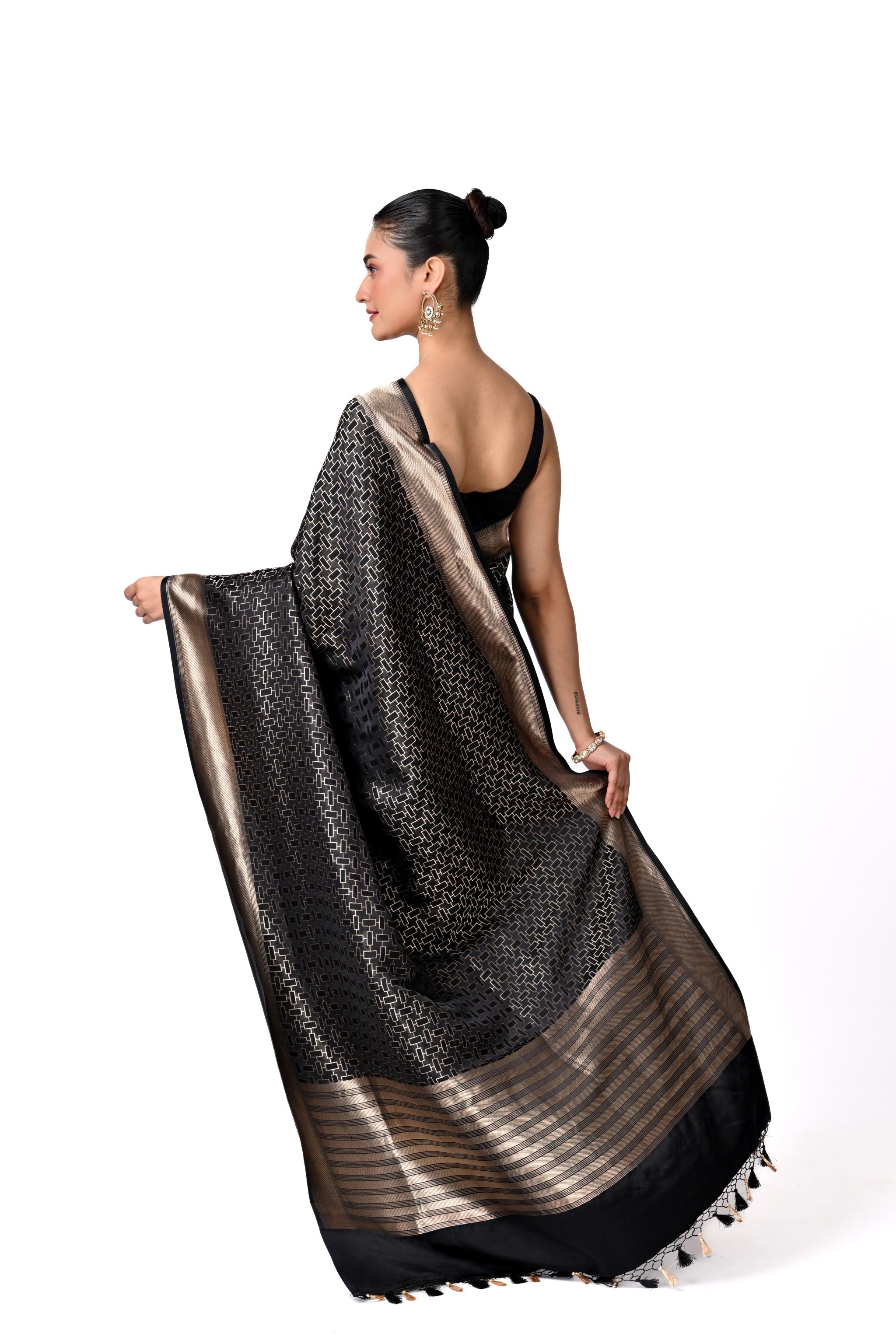 Black & Silver Brocade Saree