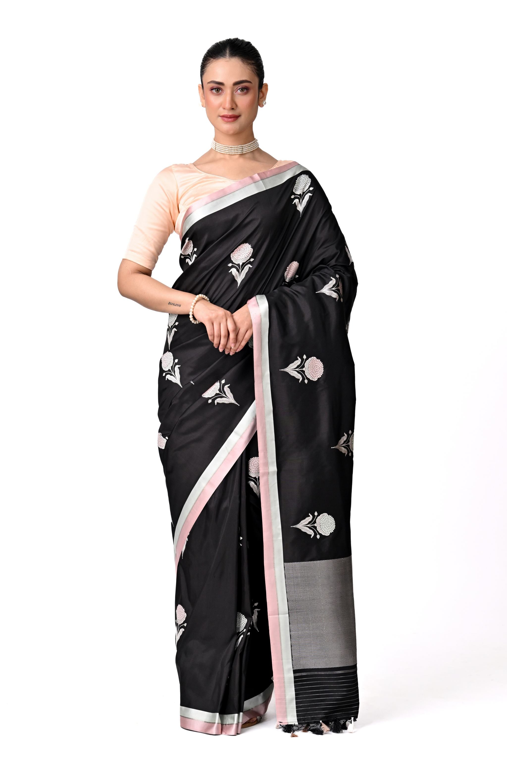 Black & Silver Buta Saree