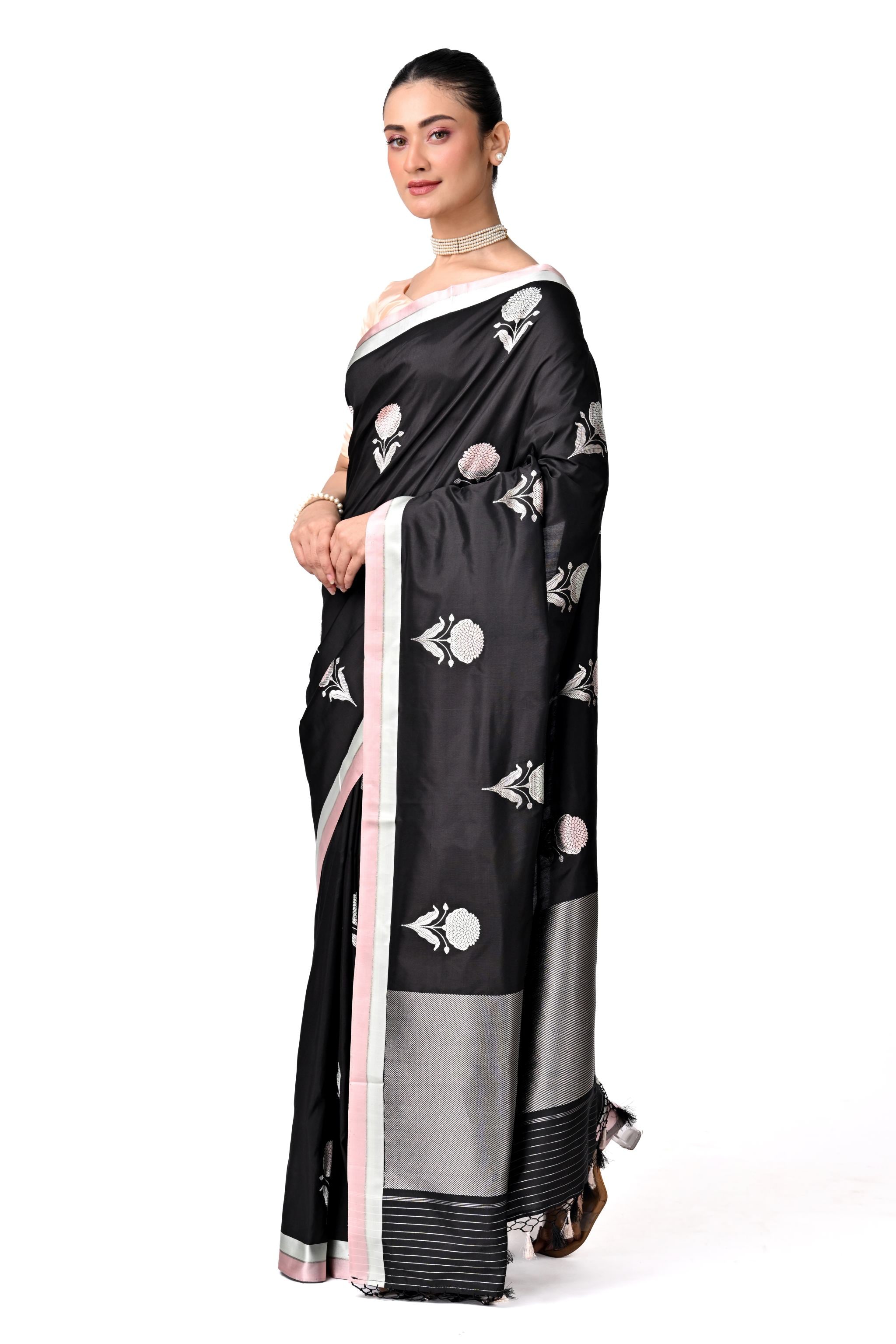 Black & Silver Buta Saree