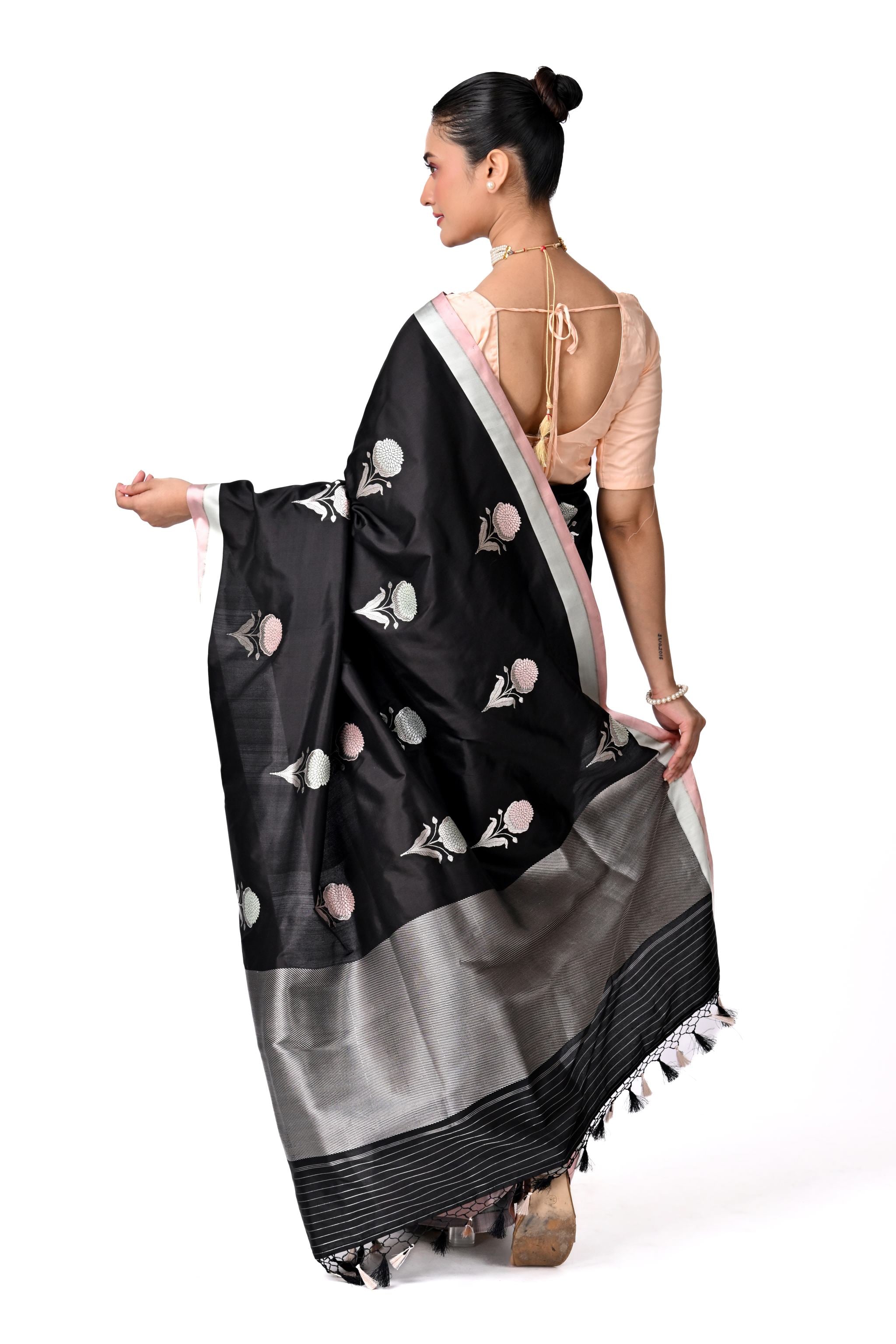 Black & Silver Buta Saree