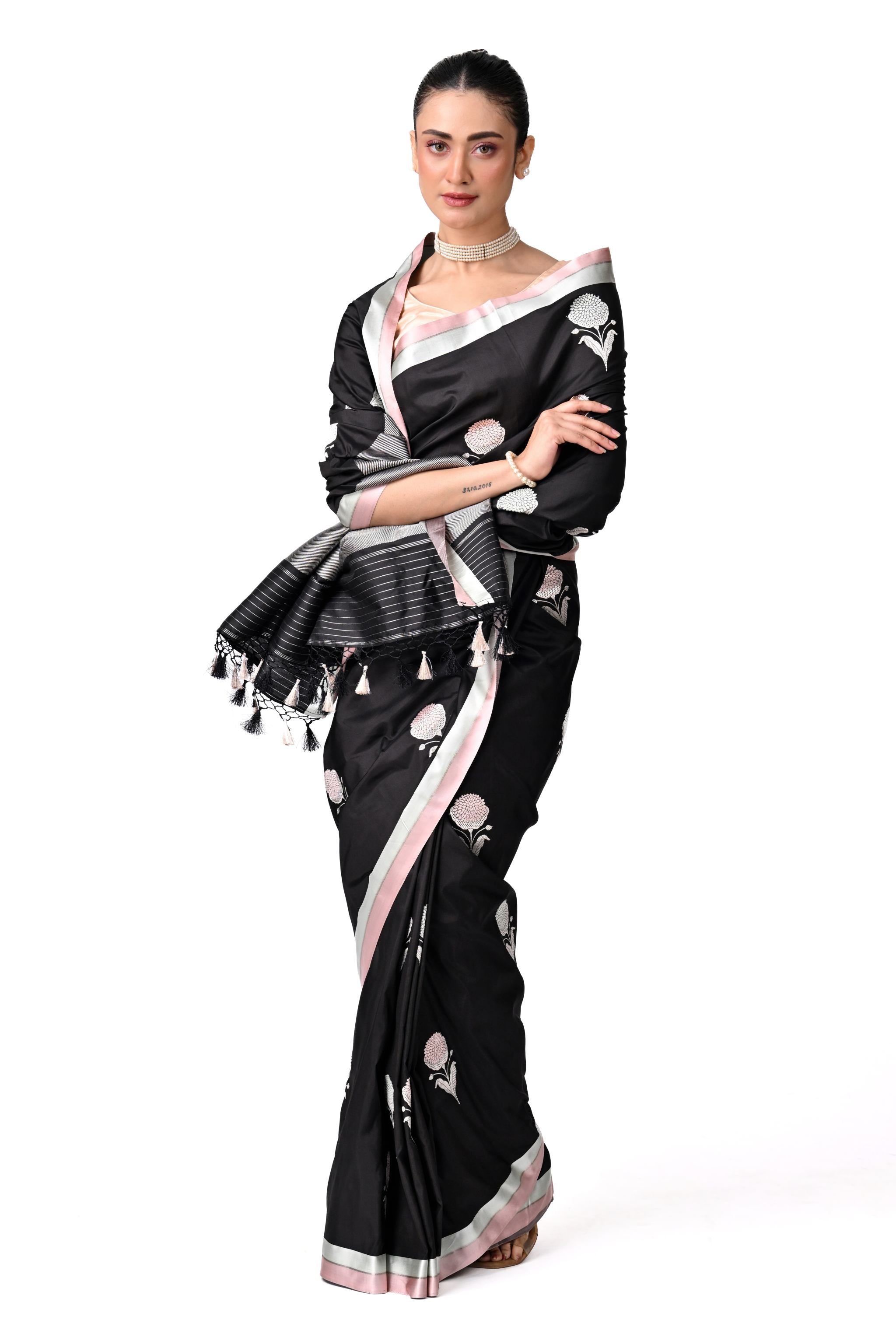 Black & Silver Buta Saree