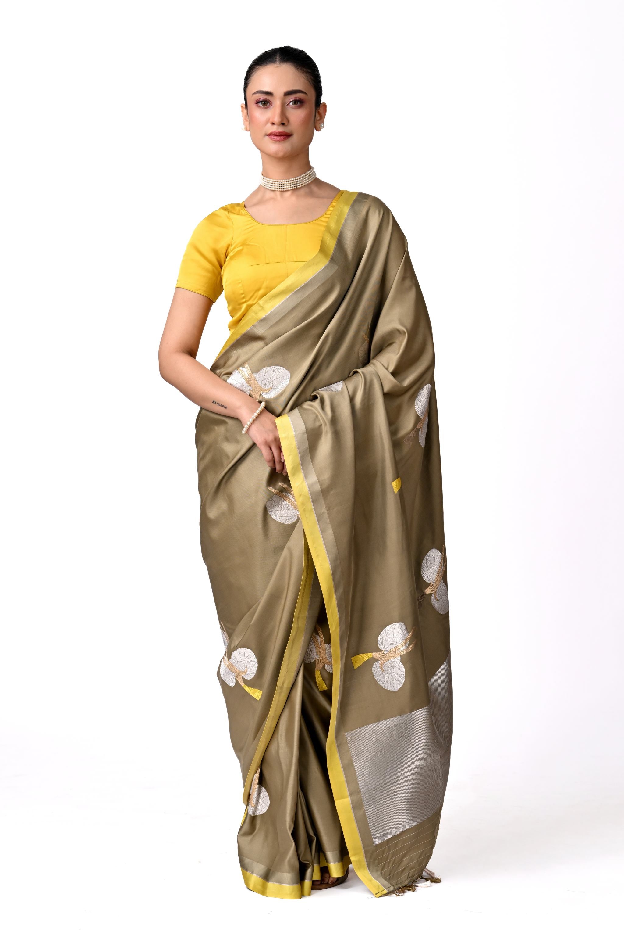 Olive Gold Pure Katan Silk