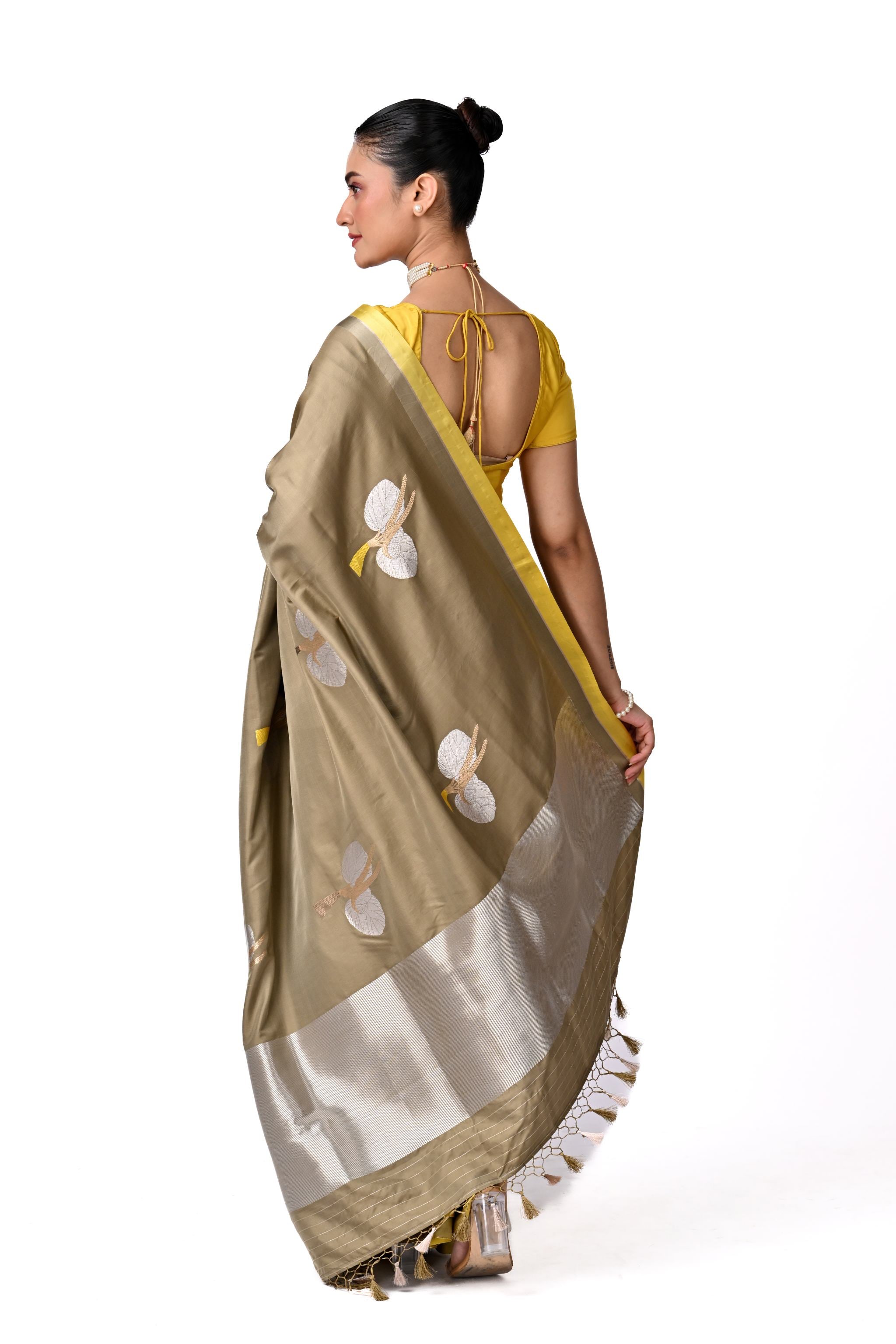 Olive Gold Pure Katan Silk