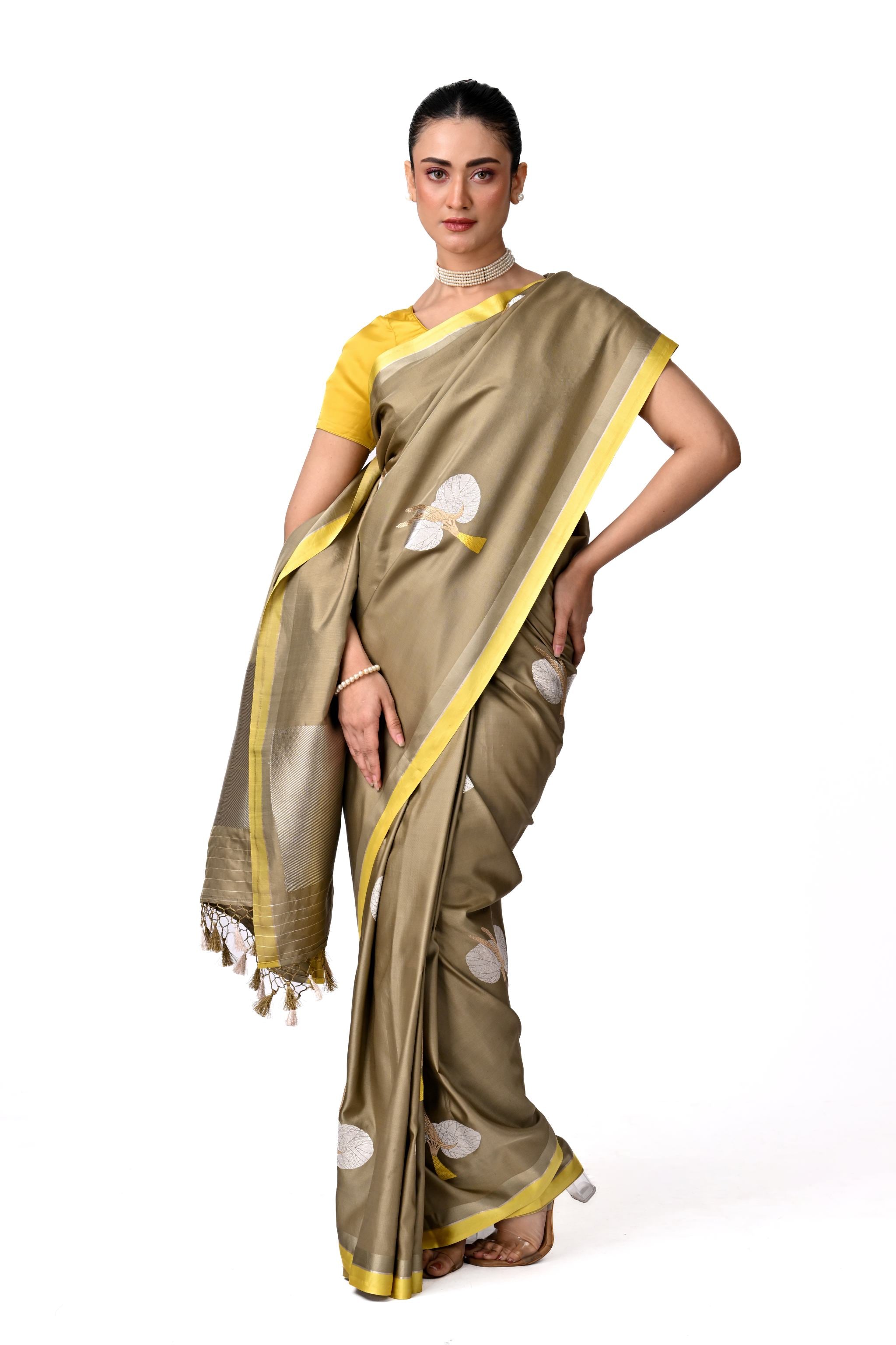 Olive Gold Pure Katan Silk