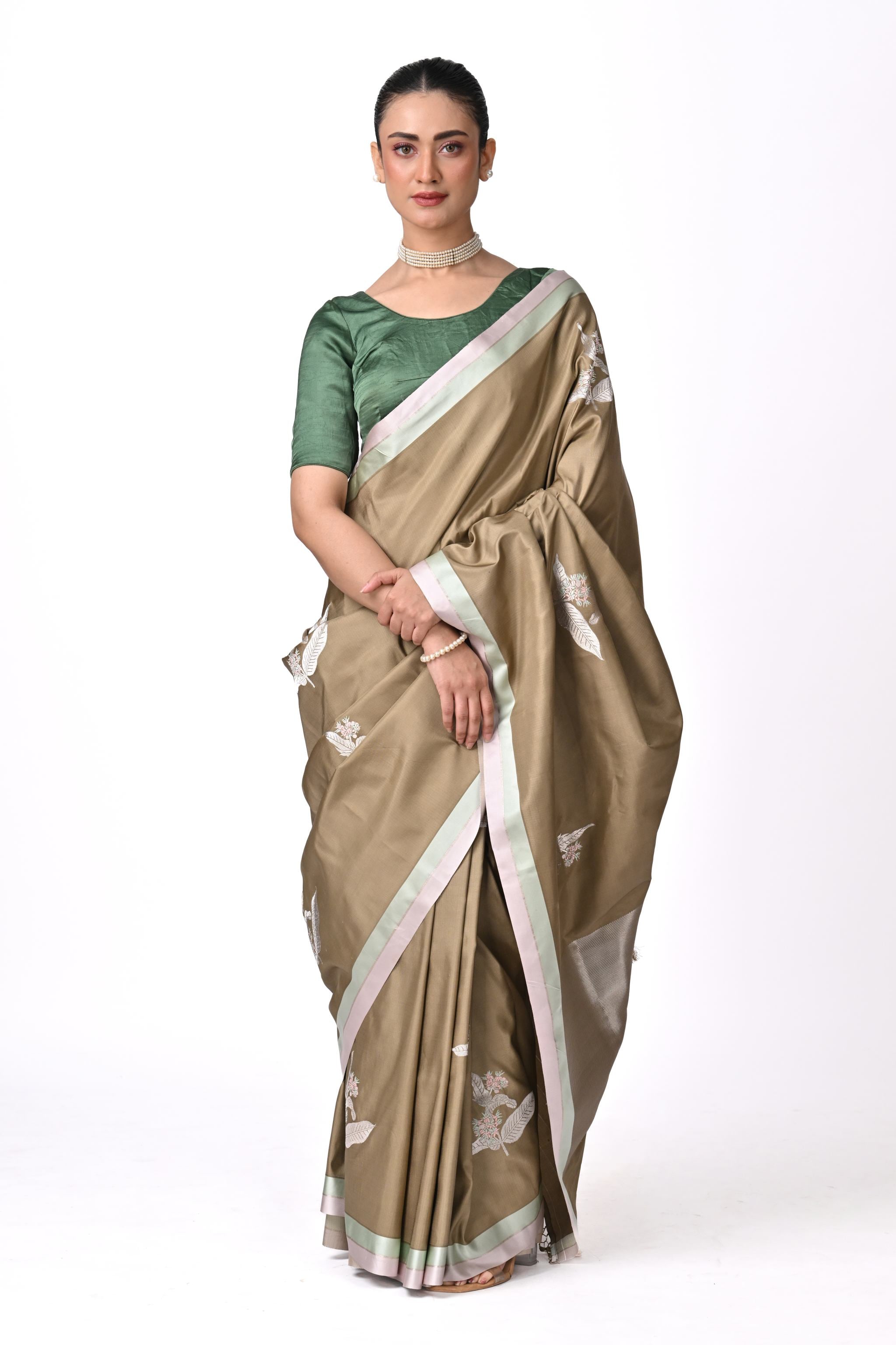 Olive Gold Pure Katan Silk