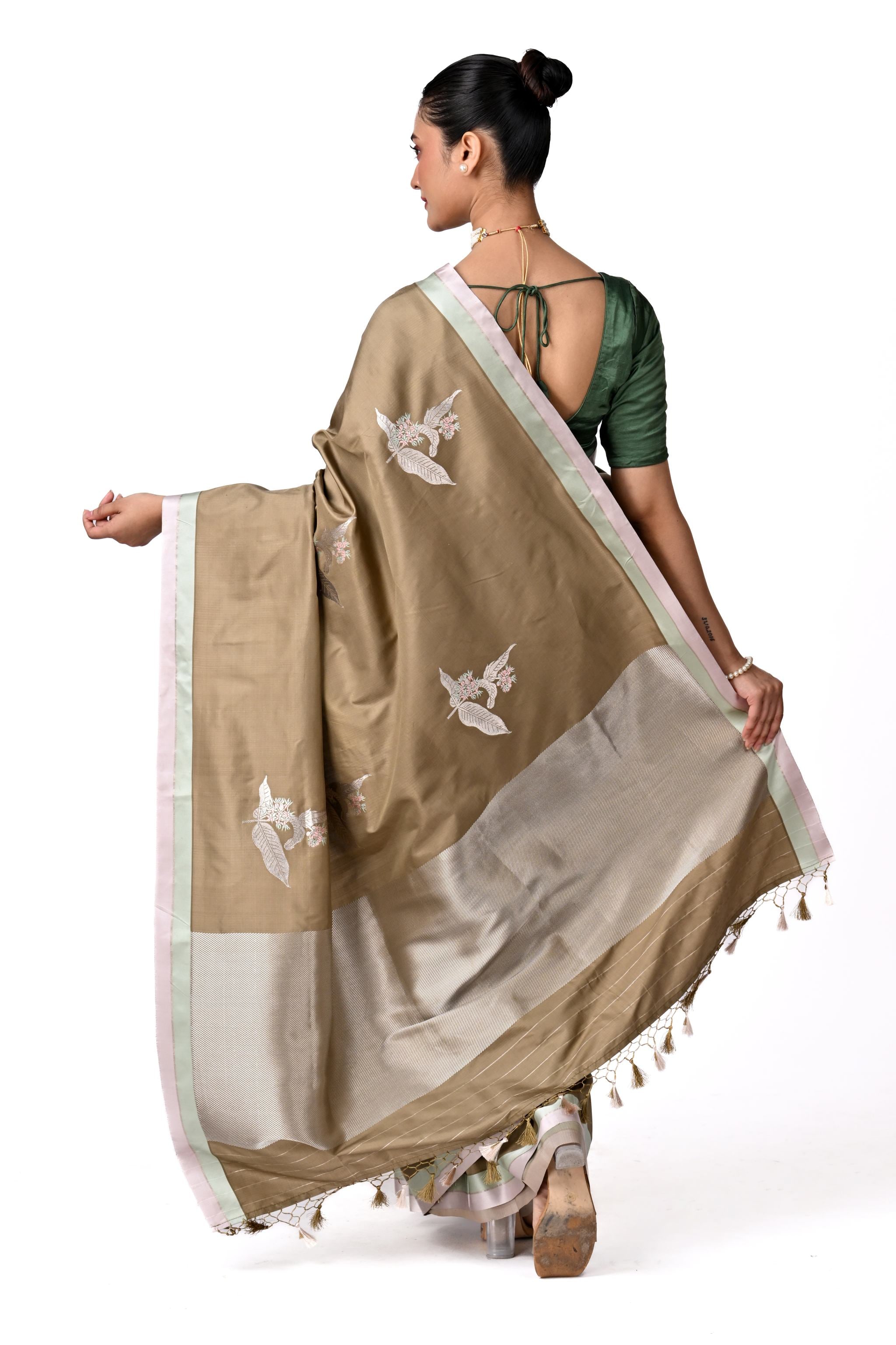 Olive Gold Pure Katan Silk