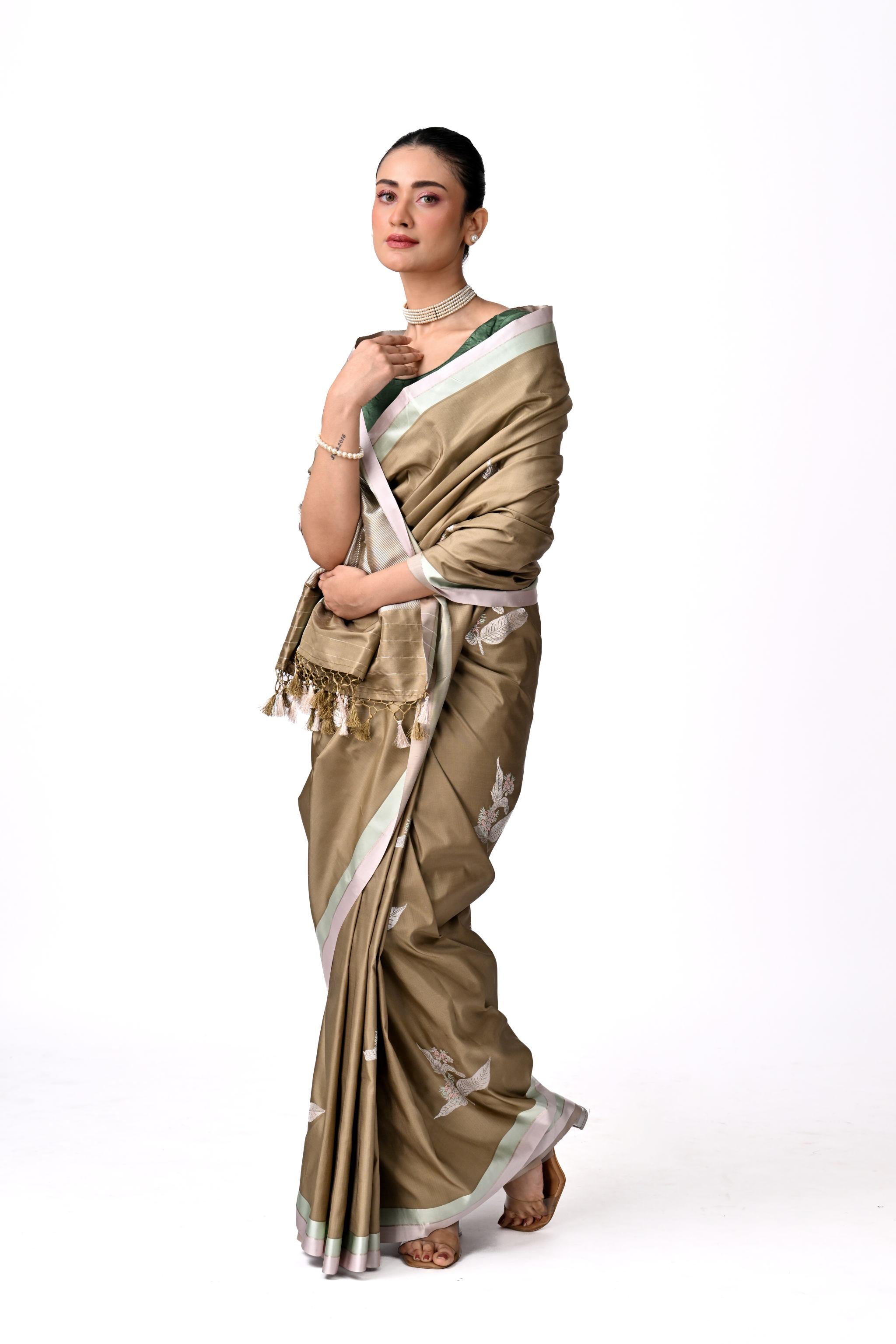 Olive Gold Pure Katan Silk