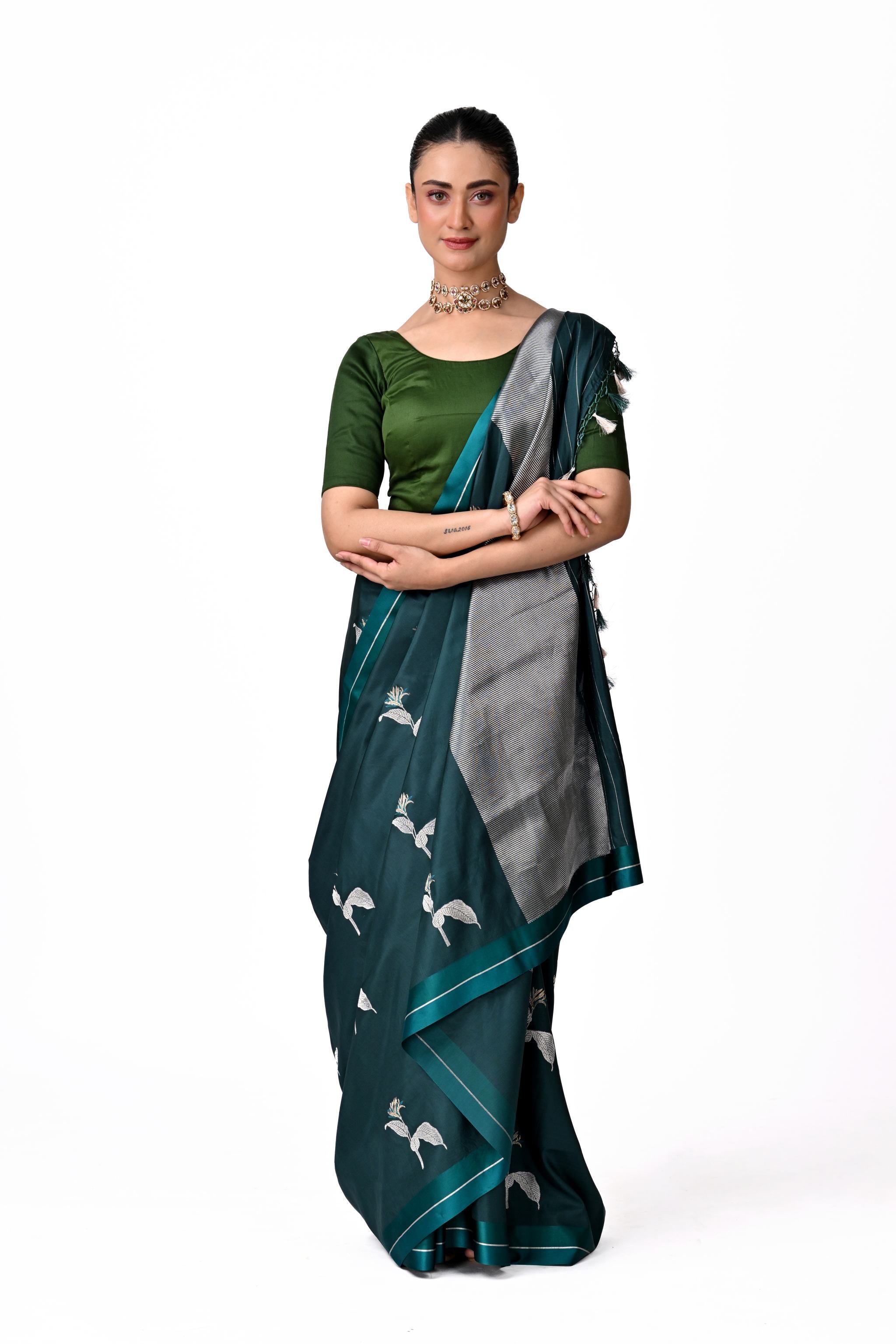 Teal Green Pure Katan Silk