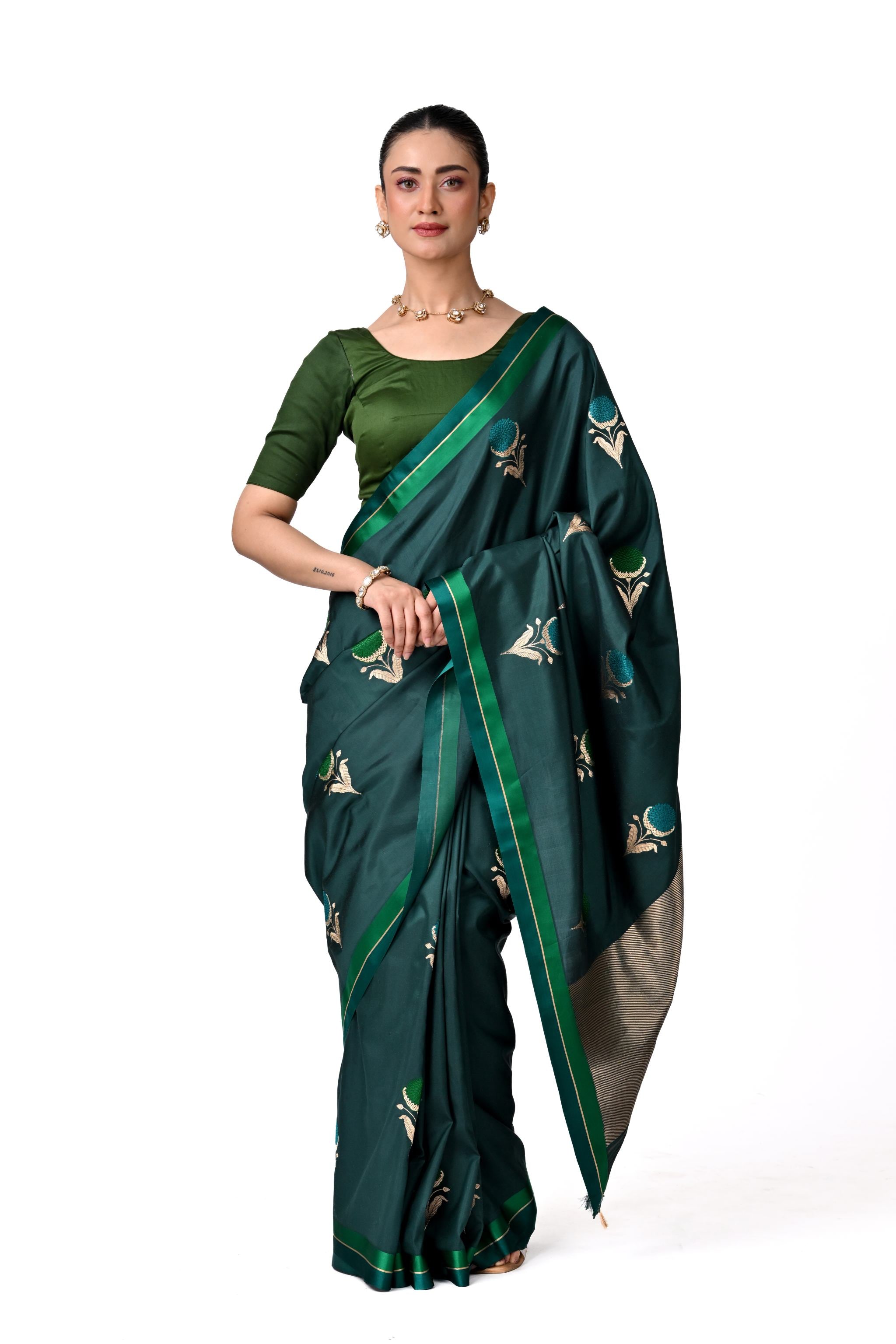 Green Gold Pure Katan Silk