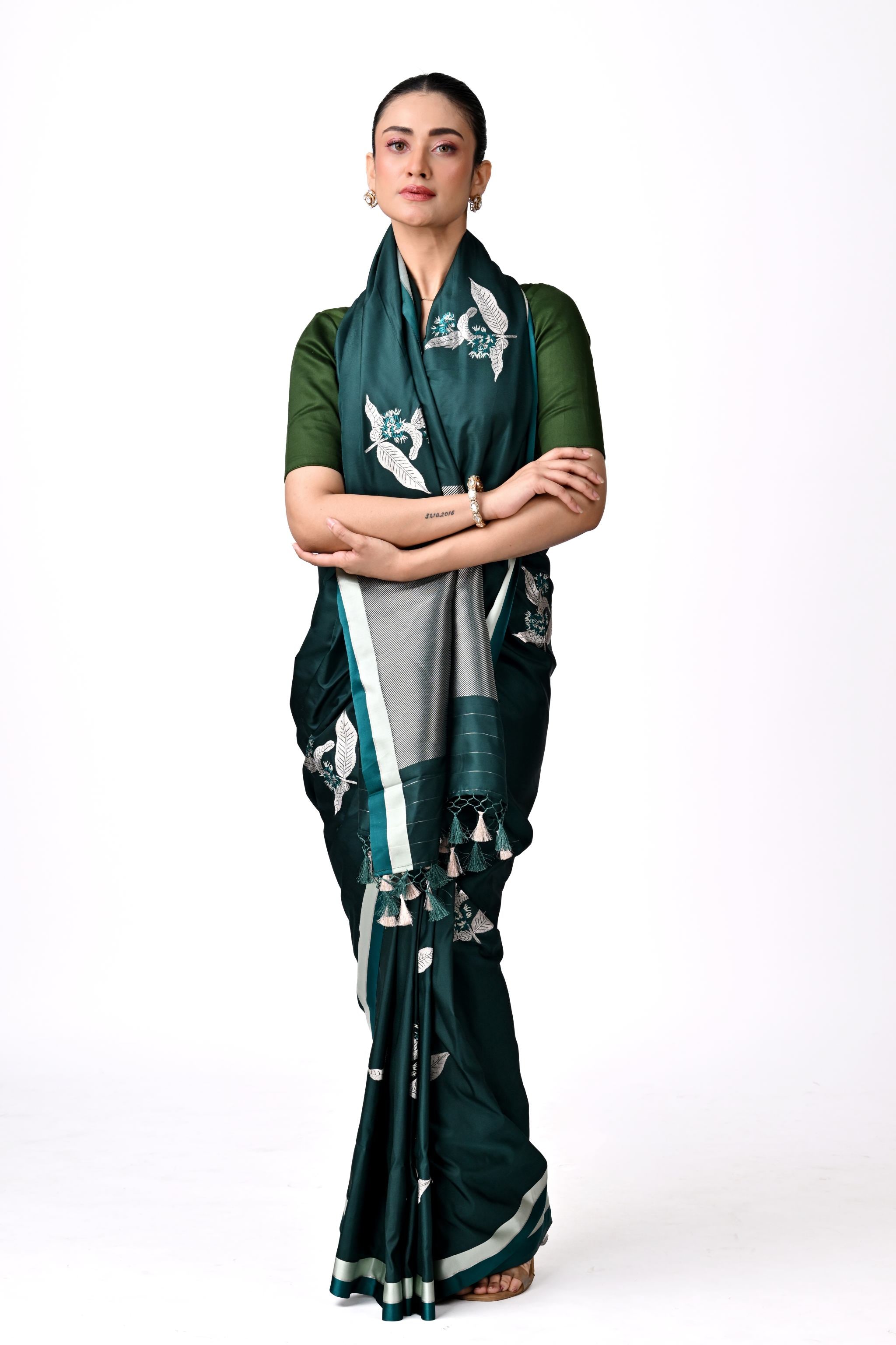 Dark Green Pure Katan Silk Saree