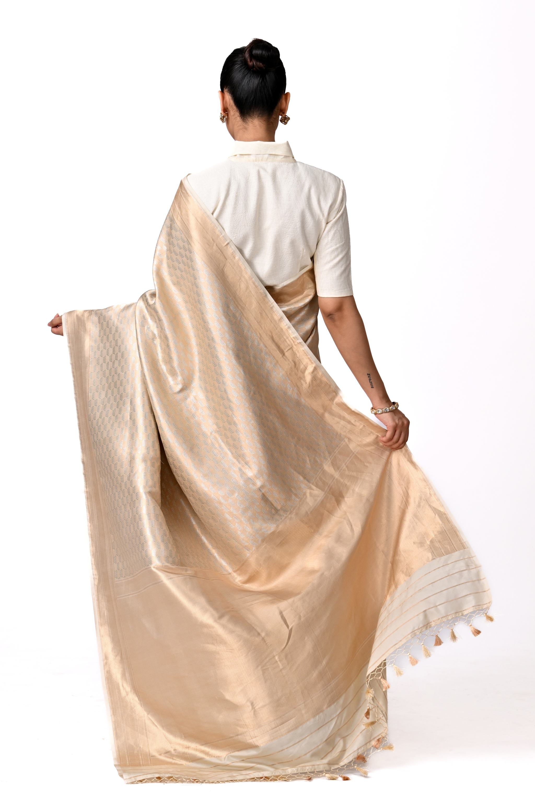 Gold Pure Brocade Silk Saree