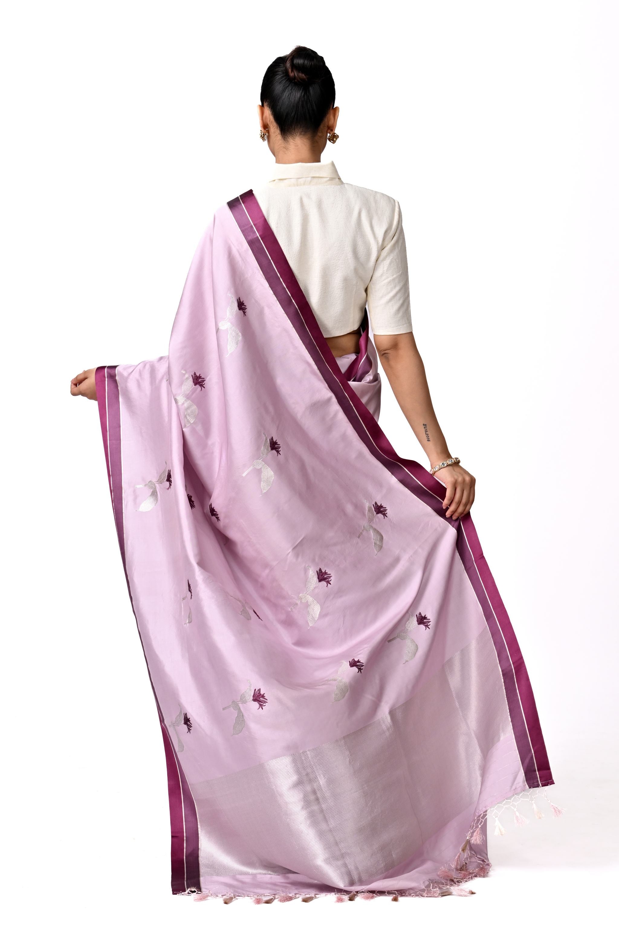 Light Lavender Banaras with Floral Butis
