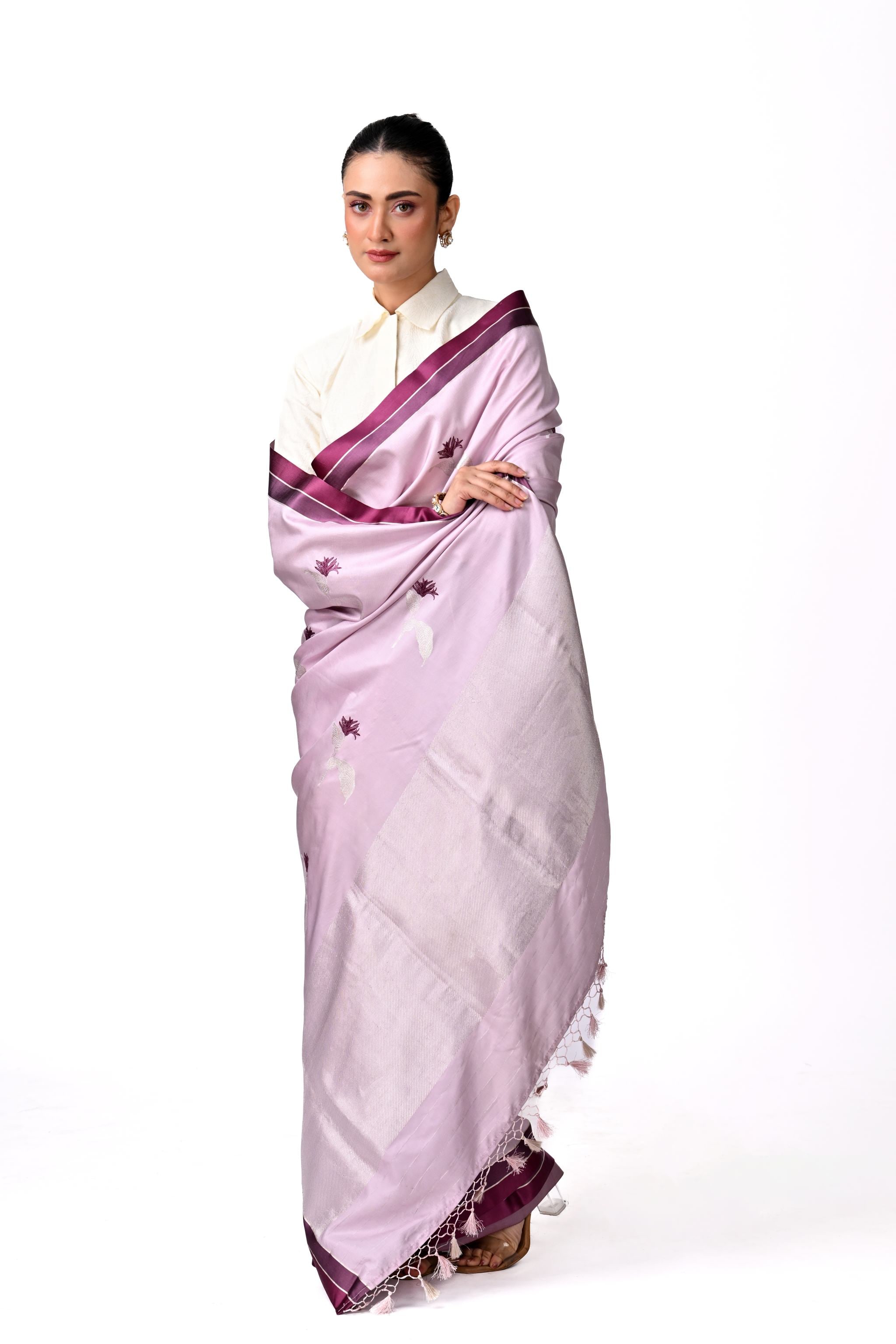 Light Lavender Banaras with Floral Butis