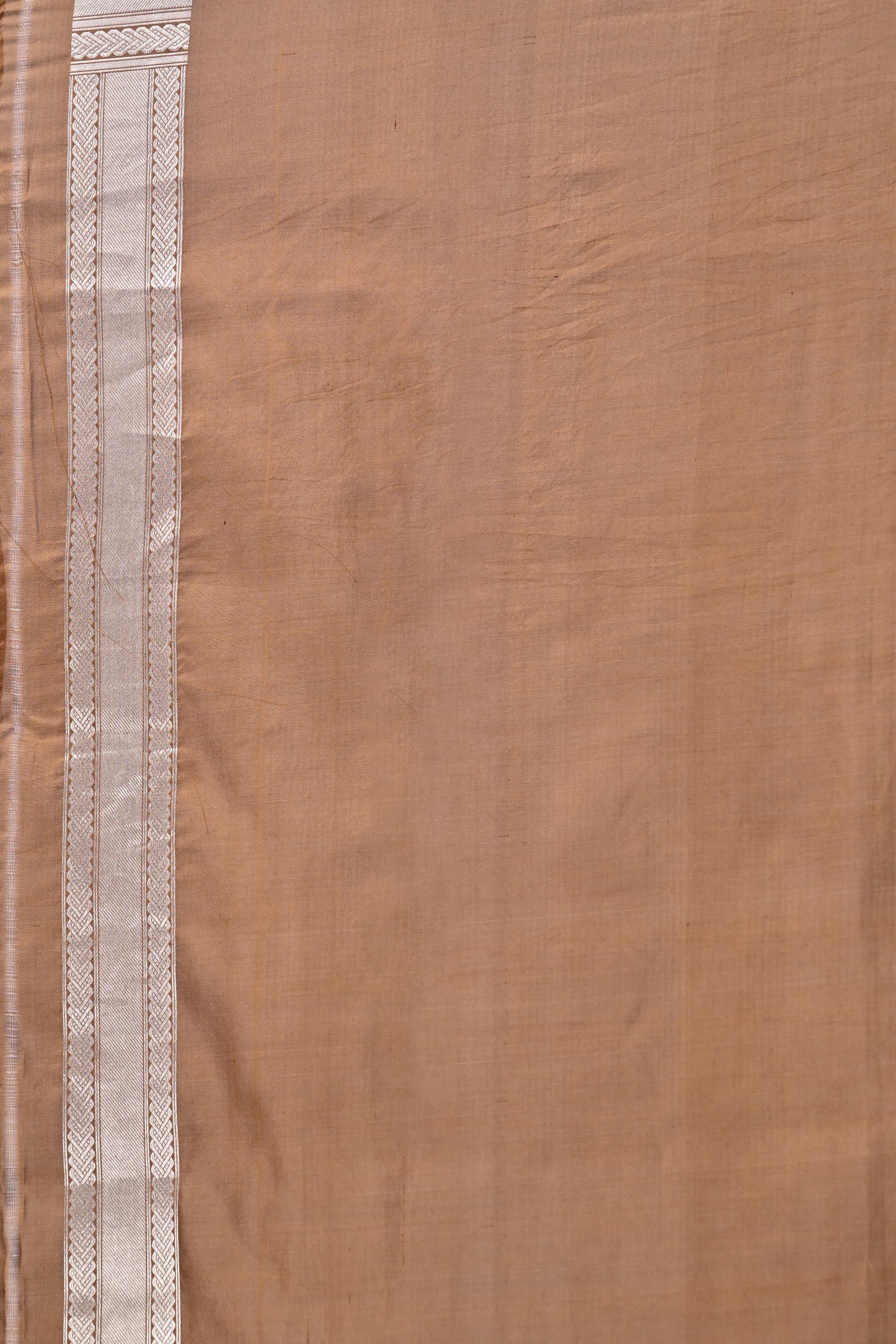 Silver & Brown Benaras Brocade Saree