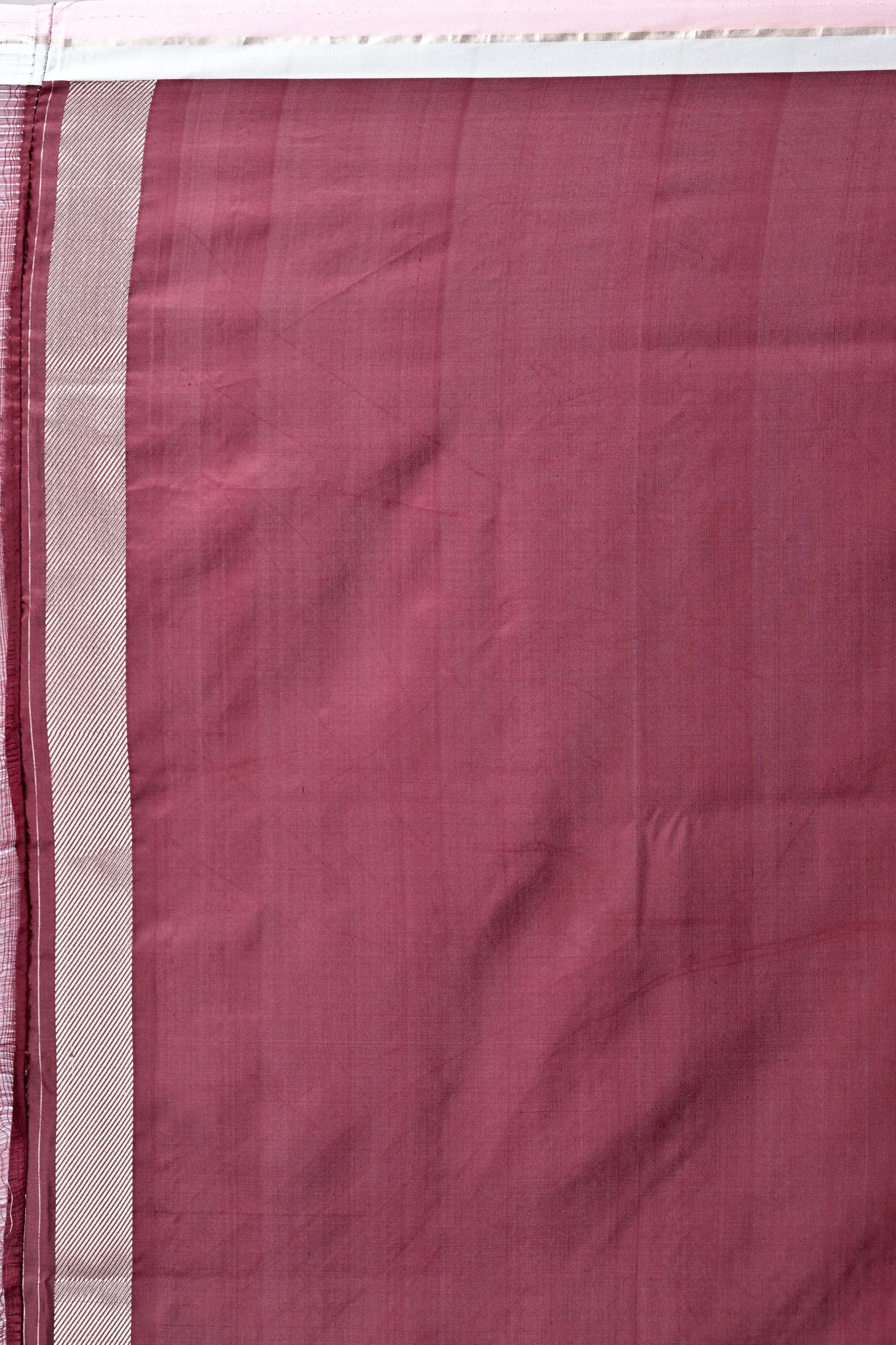 Maroon Banaras with Silver Botanical Buta