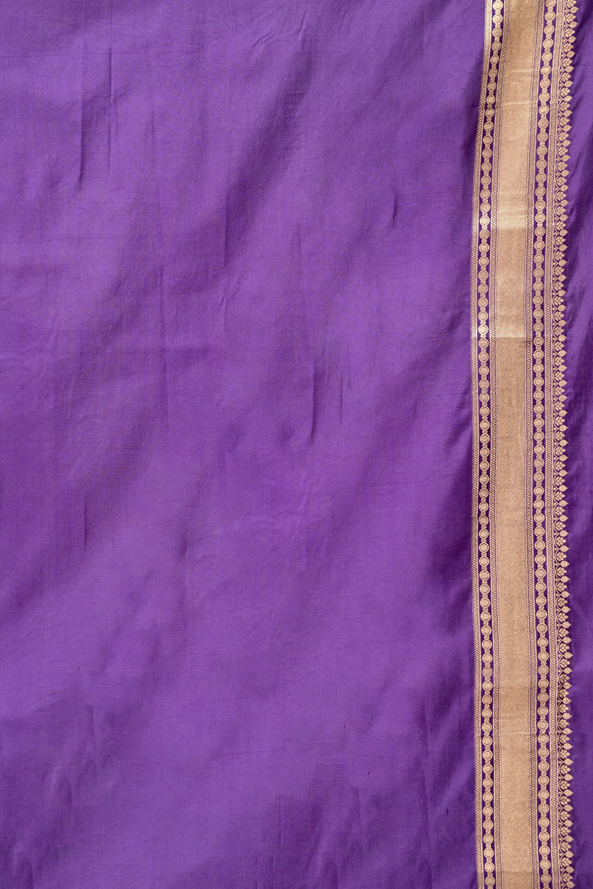 Gold & Purple Floral Brocade Saree