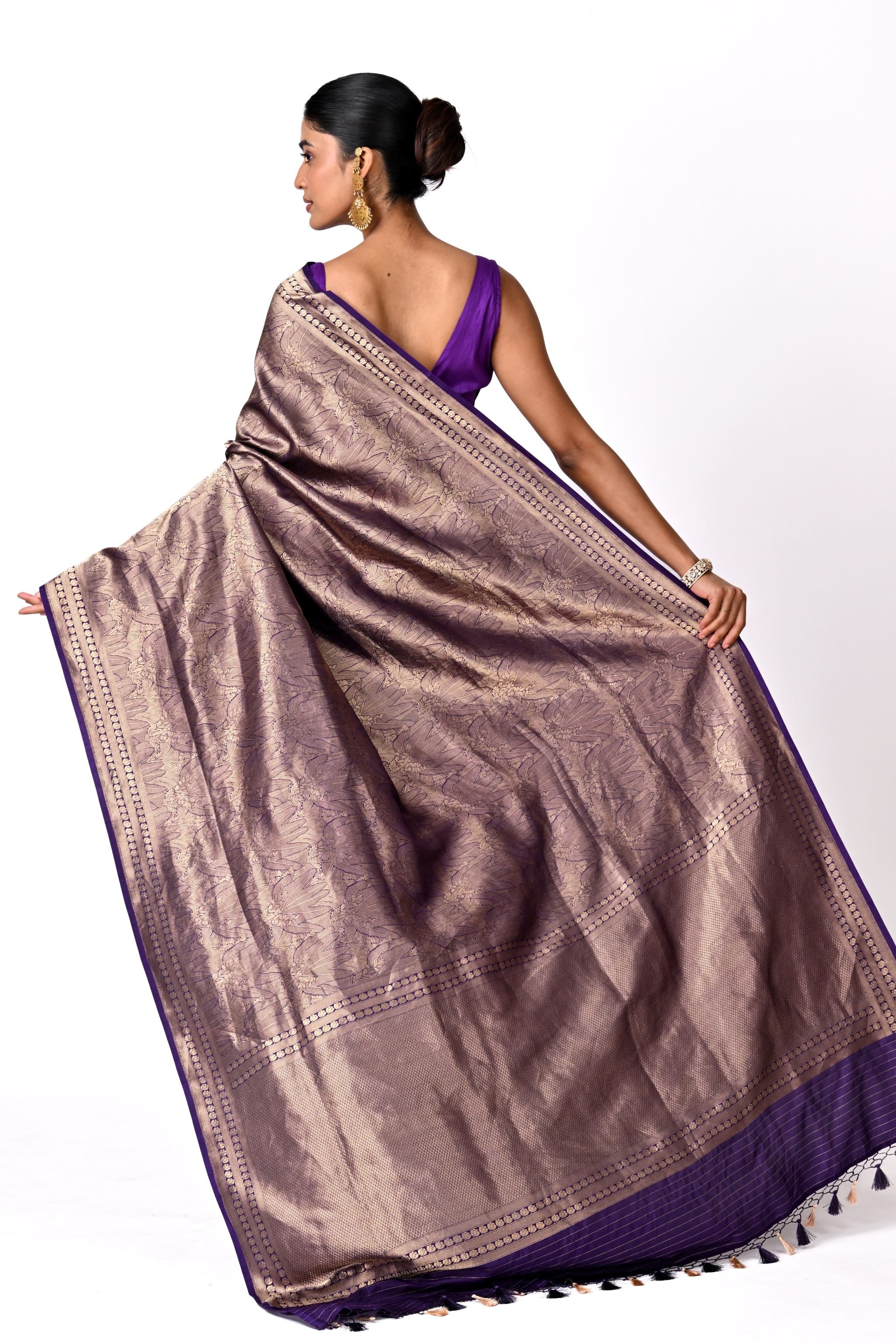 Deep Purple Intricate Self-Design Brocade Saree