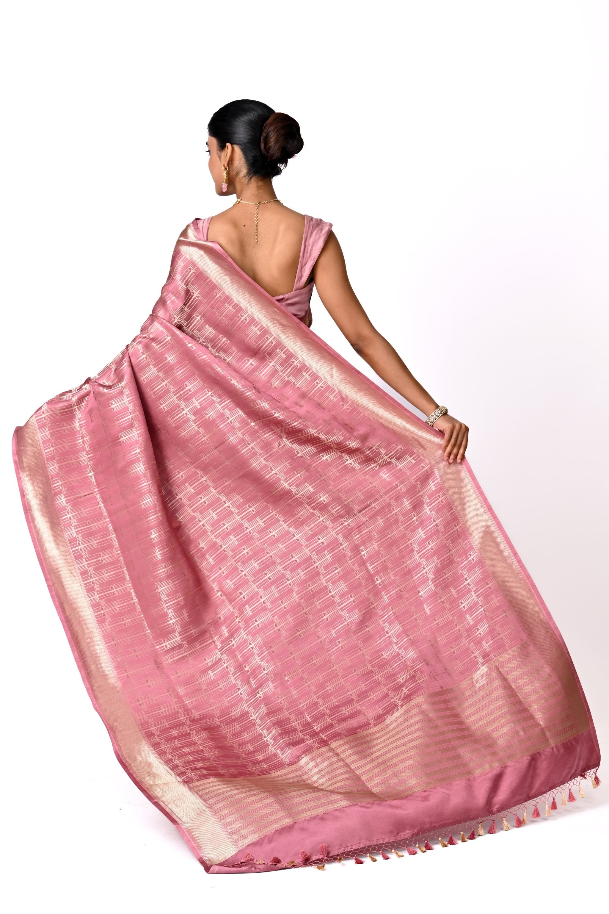 Rose Pink Brocade Saree