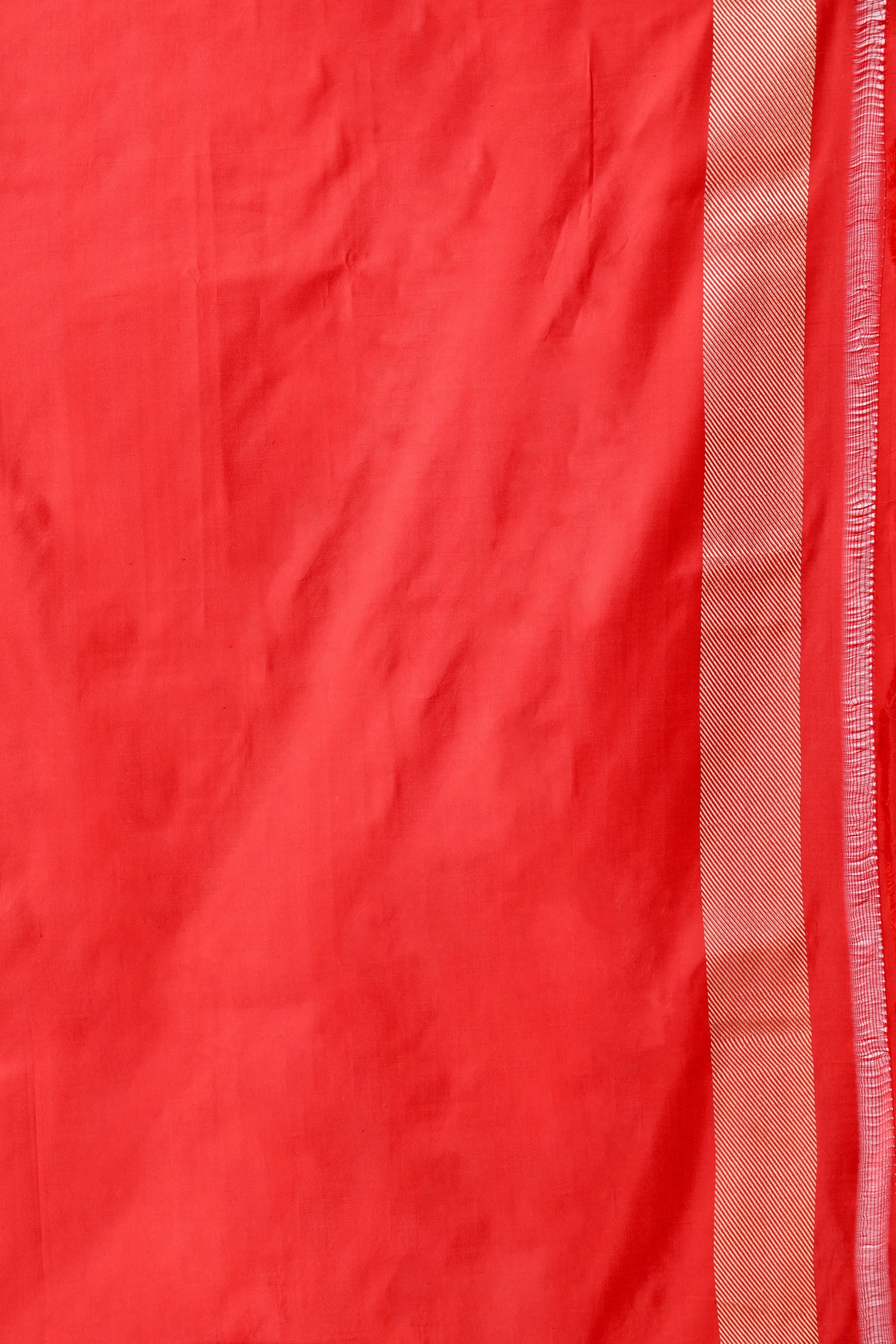 Red with Gold Saree with Botanical Buta