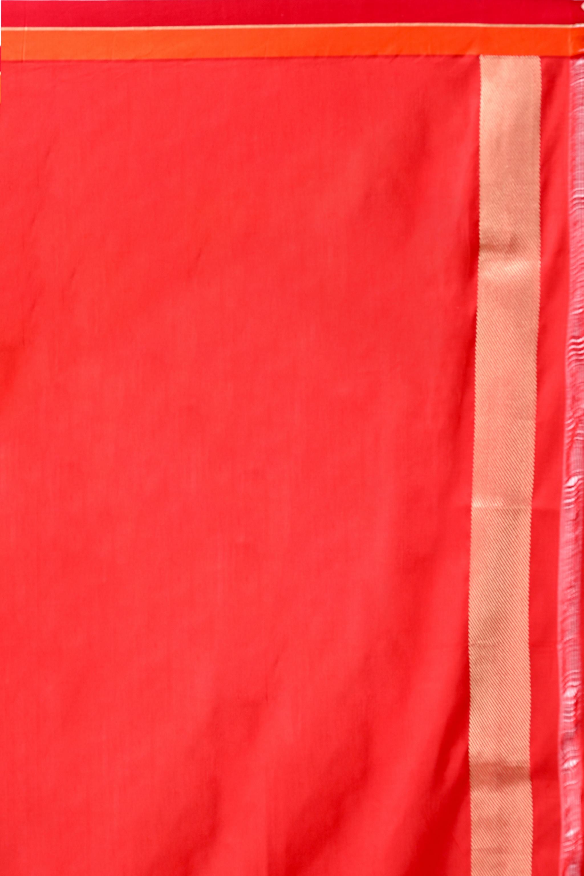 Red Saree with Gold Botanical Buta