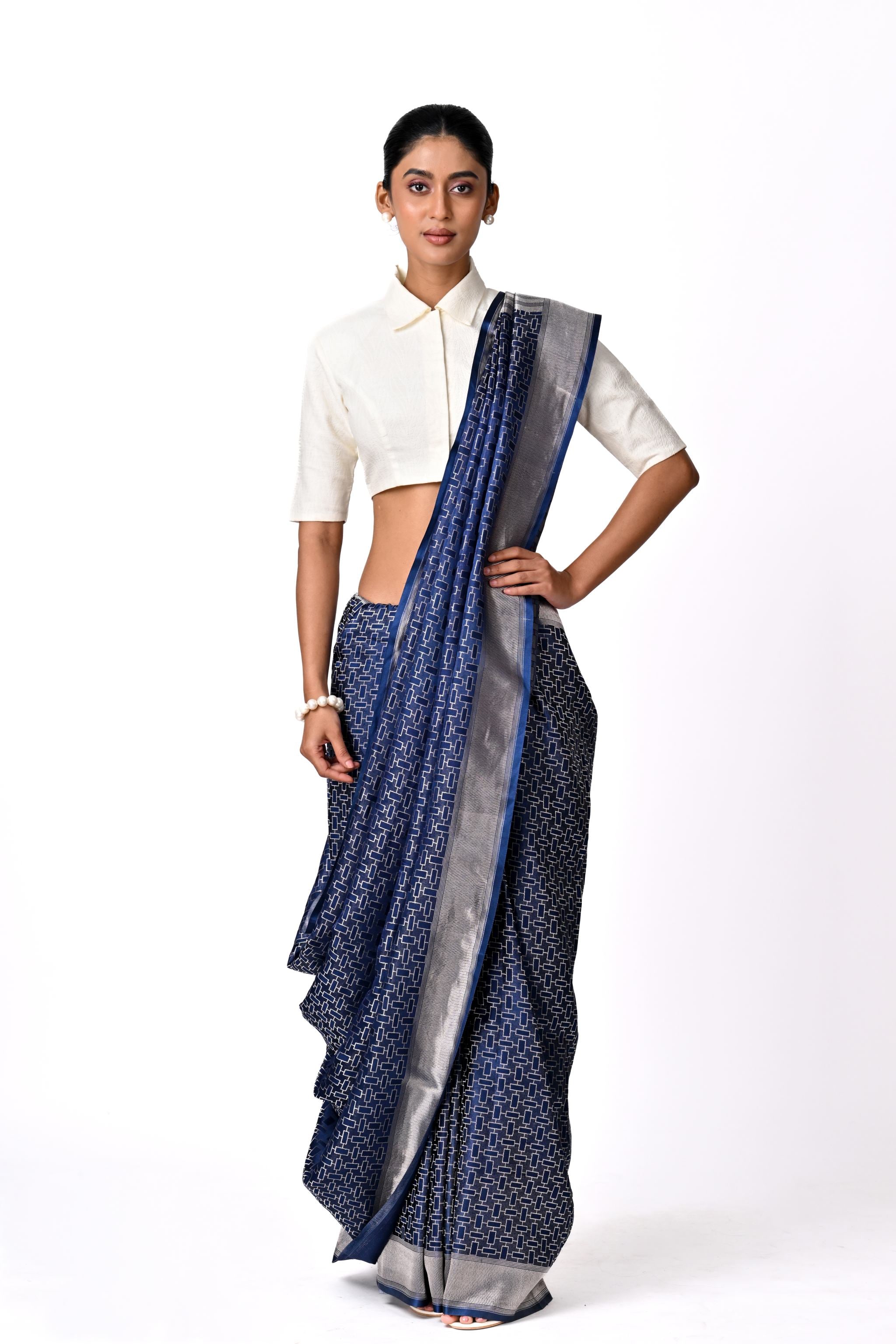 Blue Benaras Brocade Saree