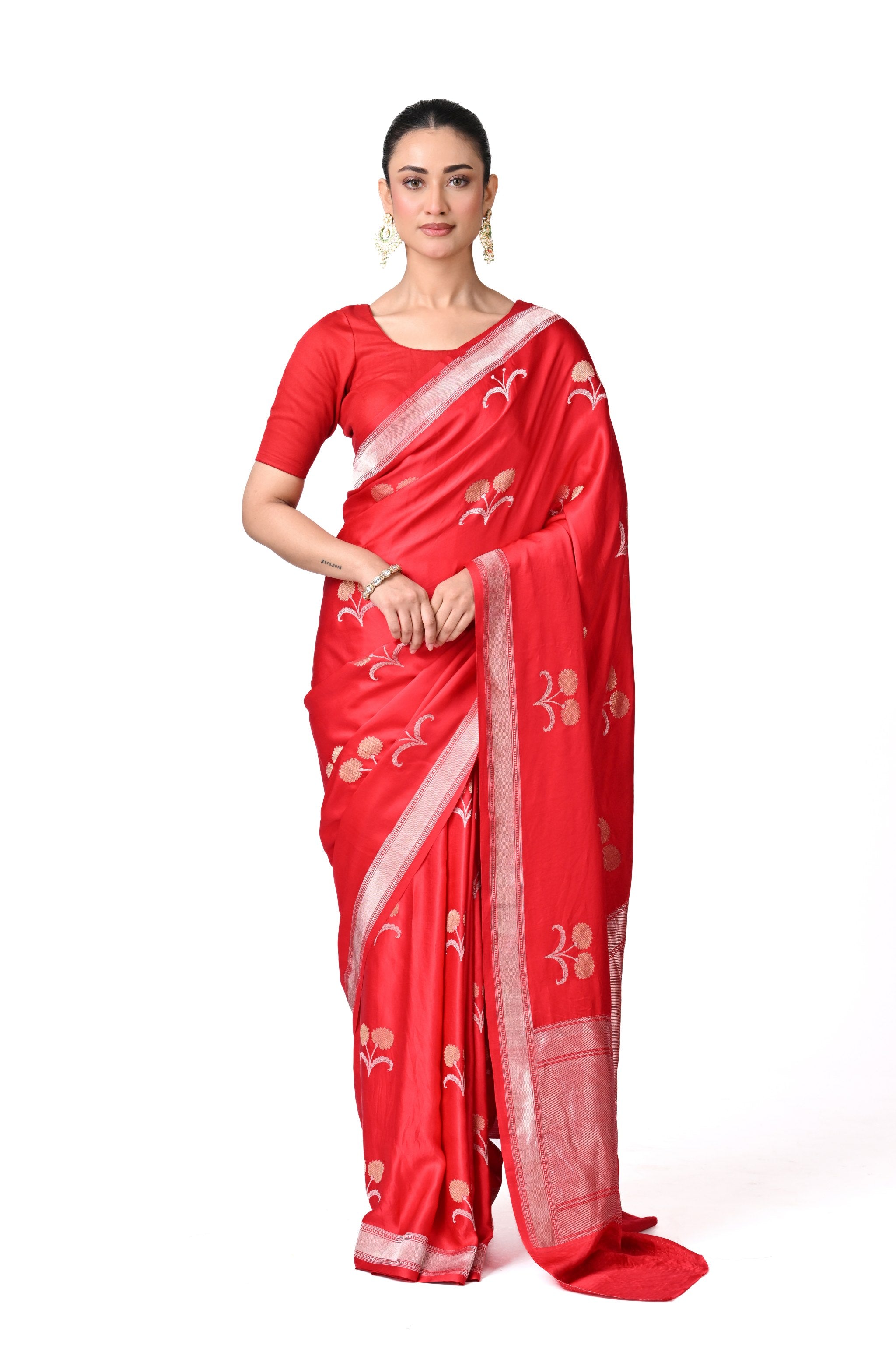Red Pure Gajji Silk Saree