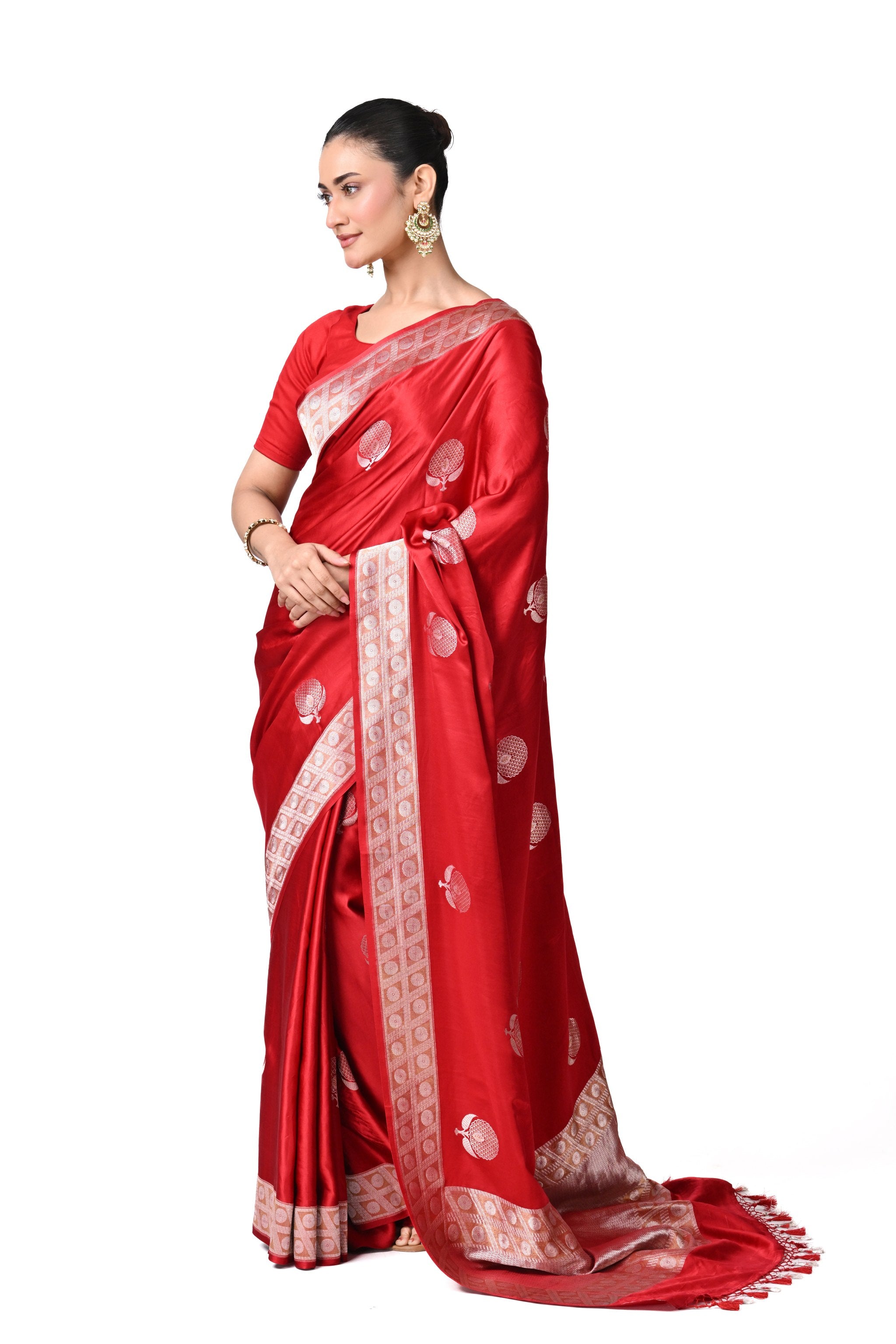 Crimson Gajji Silk Saree with Woven Buta