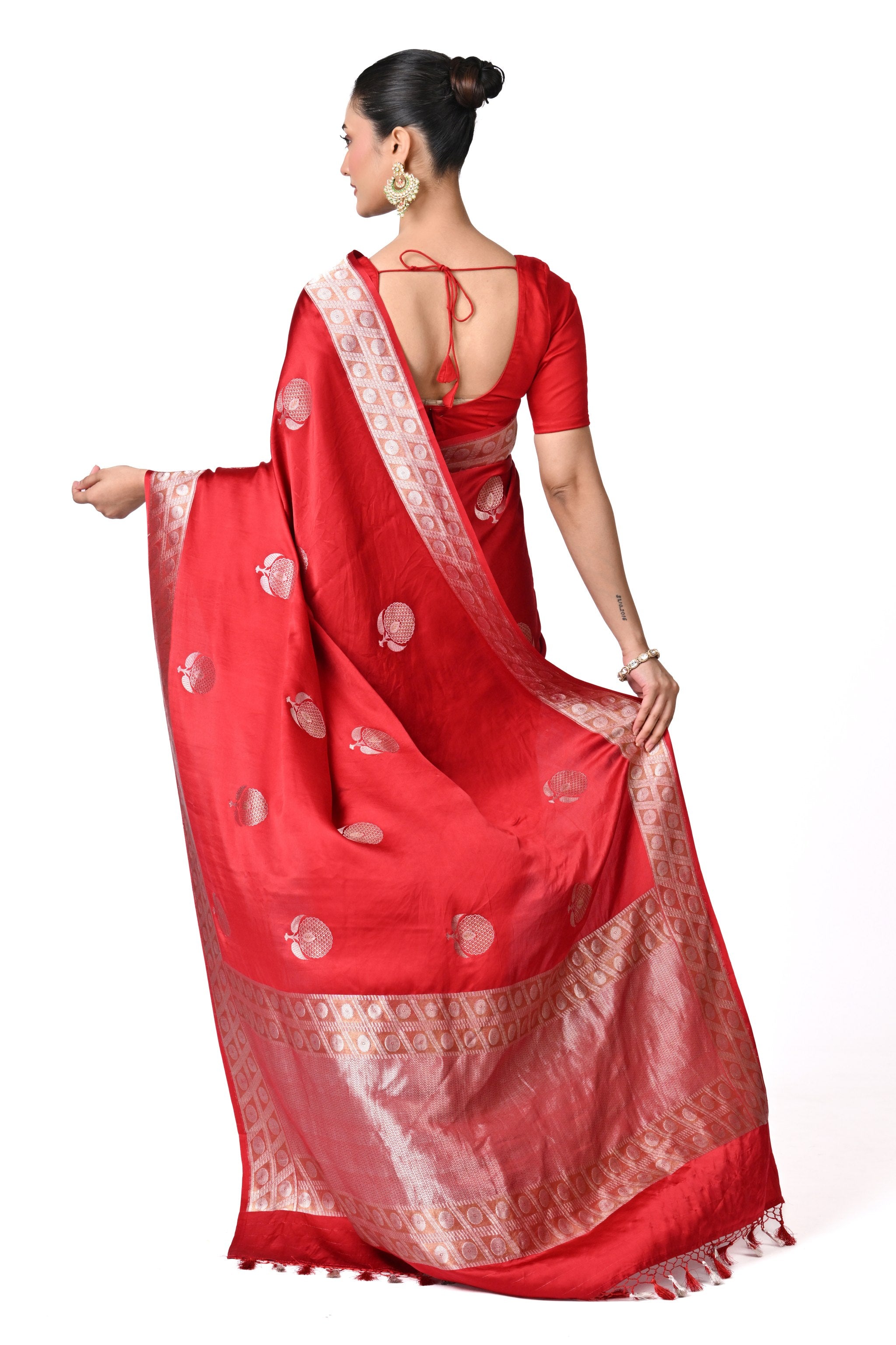 Crimson Gajji Silk Saree with Woven Buta
