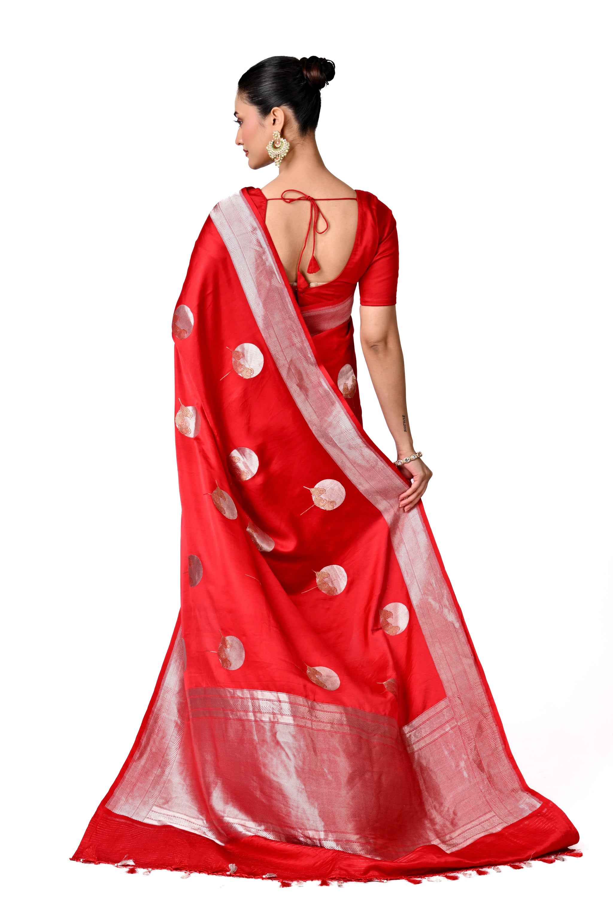 Ruby Red Handmade Banaras with Butas