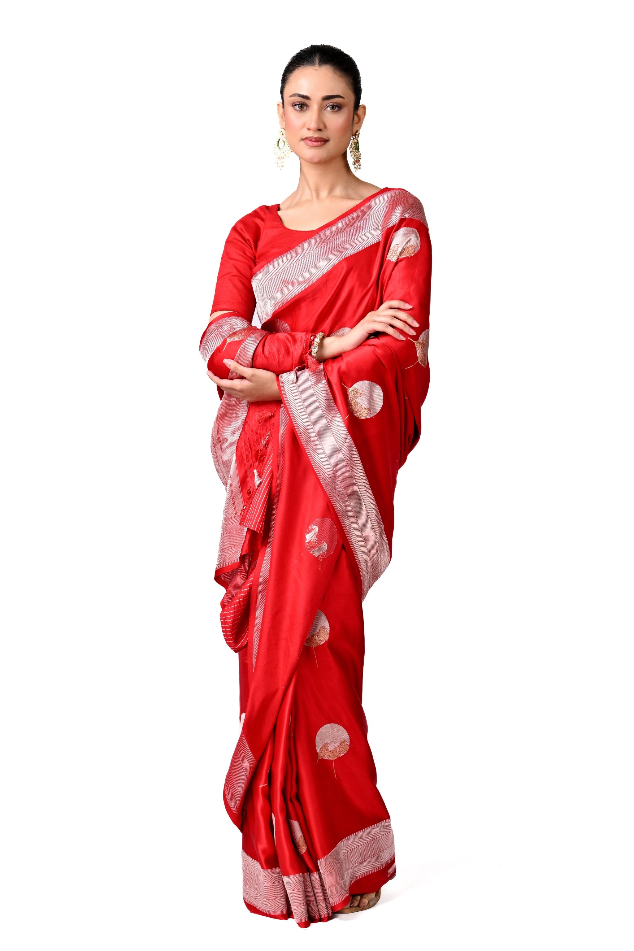 Ruby Red Handmade Banaras with Butas