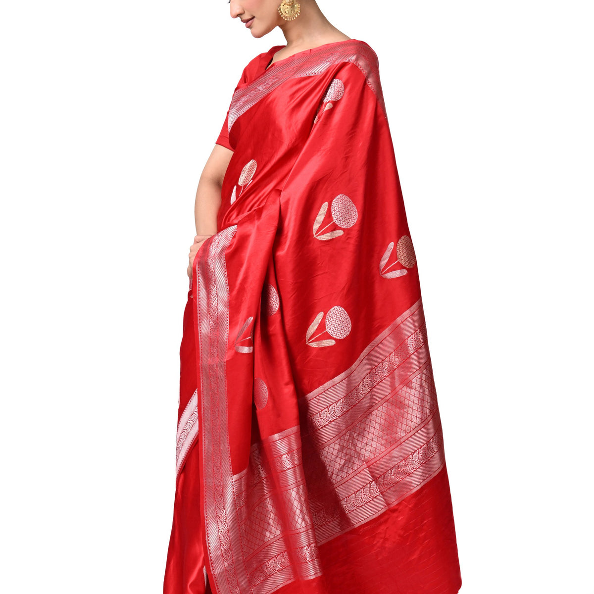 Red Handmade Banaras with Silver and Gold Motifs - Coloroso – Coloroso