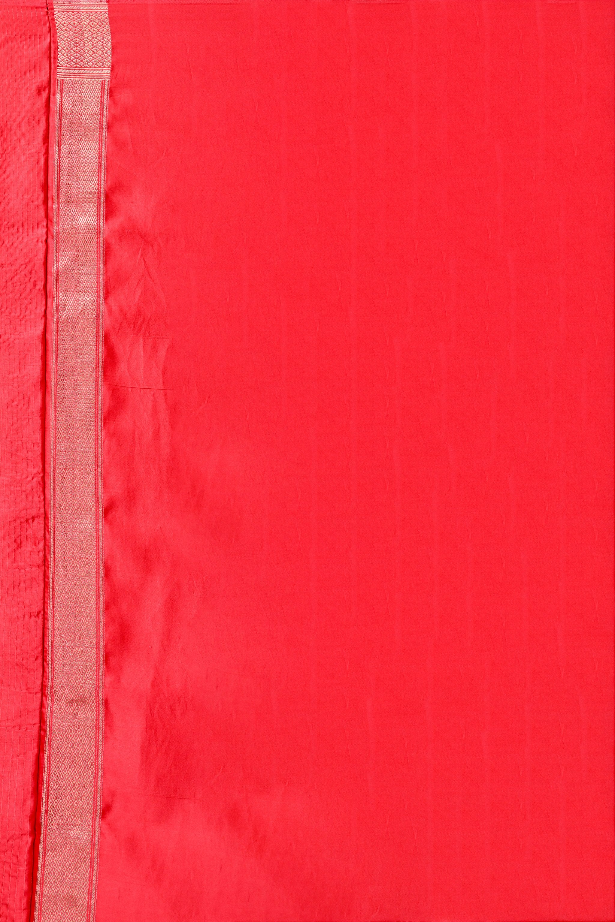 Red Silk Saree with Silver Buti & Zari Border