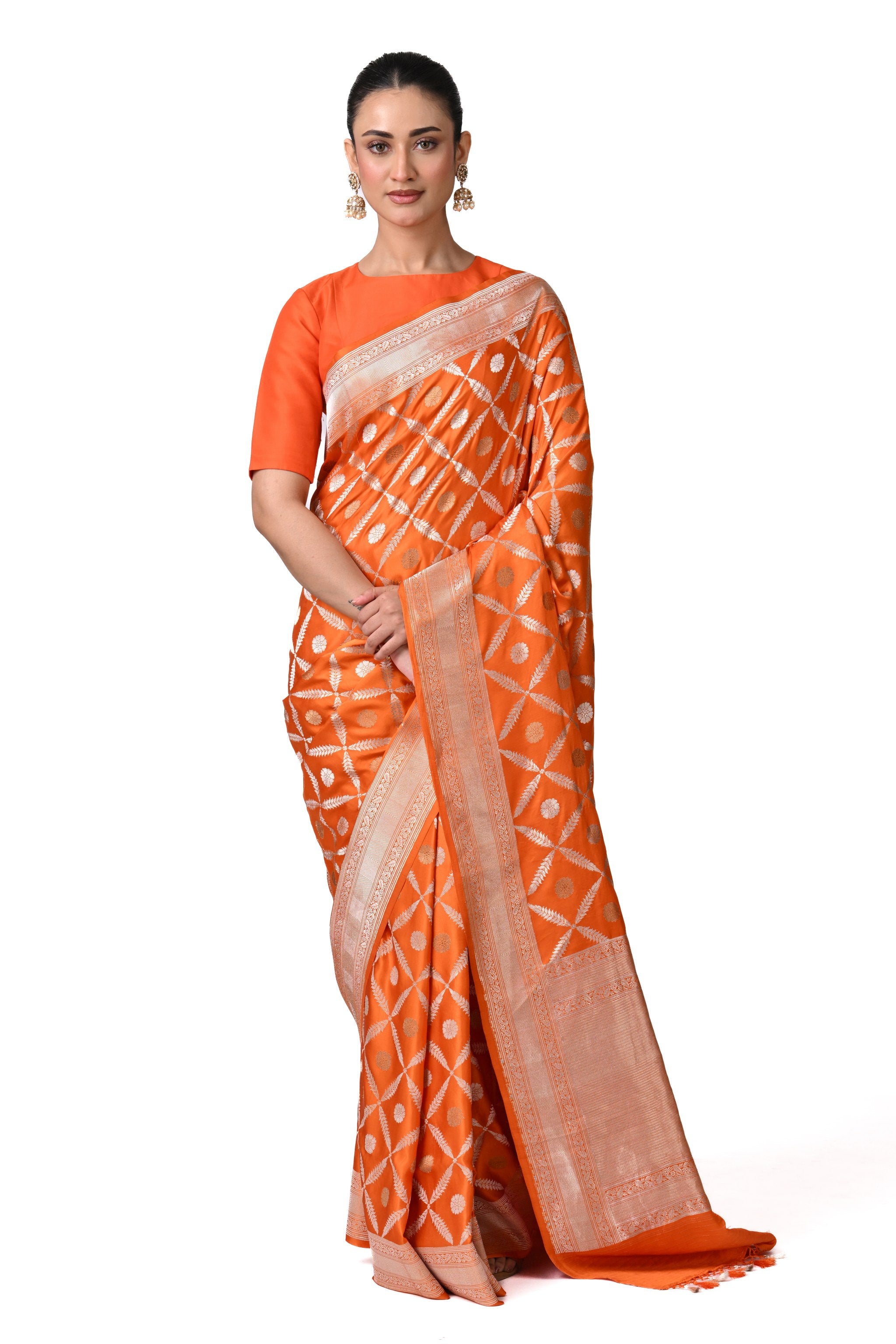 Orange Gajji Silk Saree