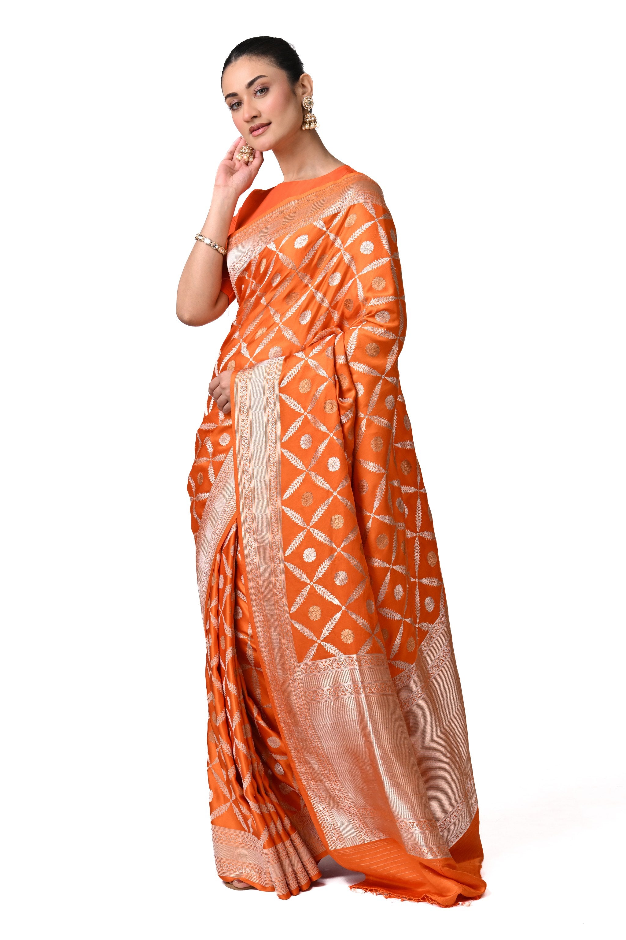 Orange Gajji Silk Saree