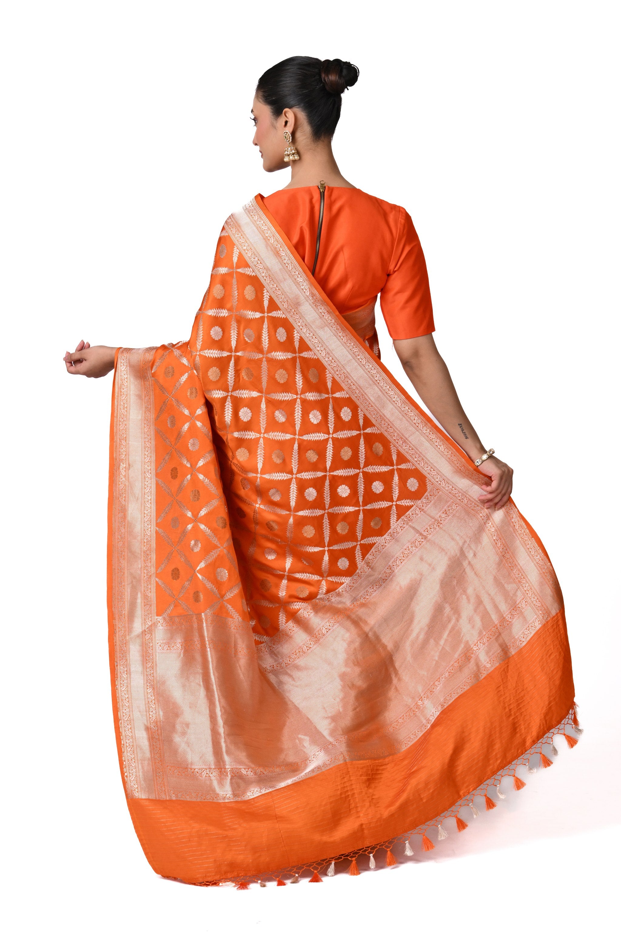 Orange Gajji Silk Saree