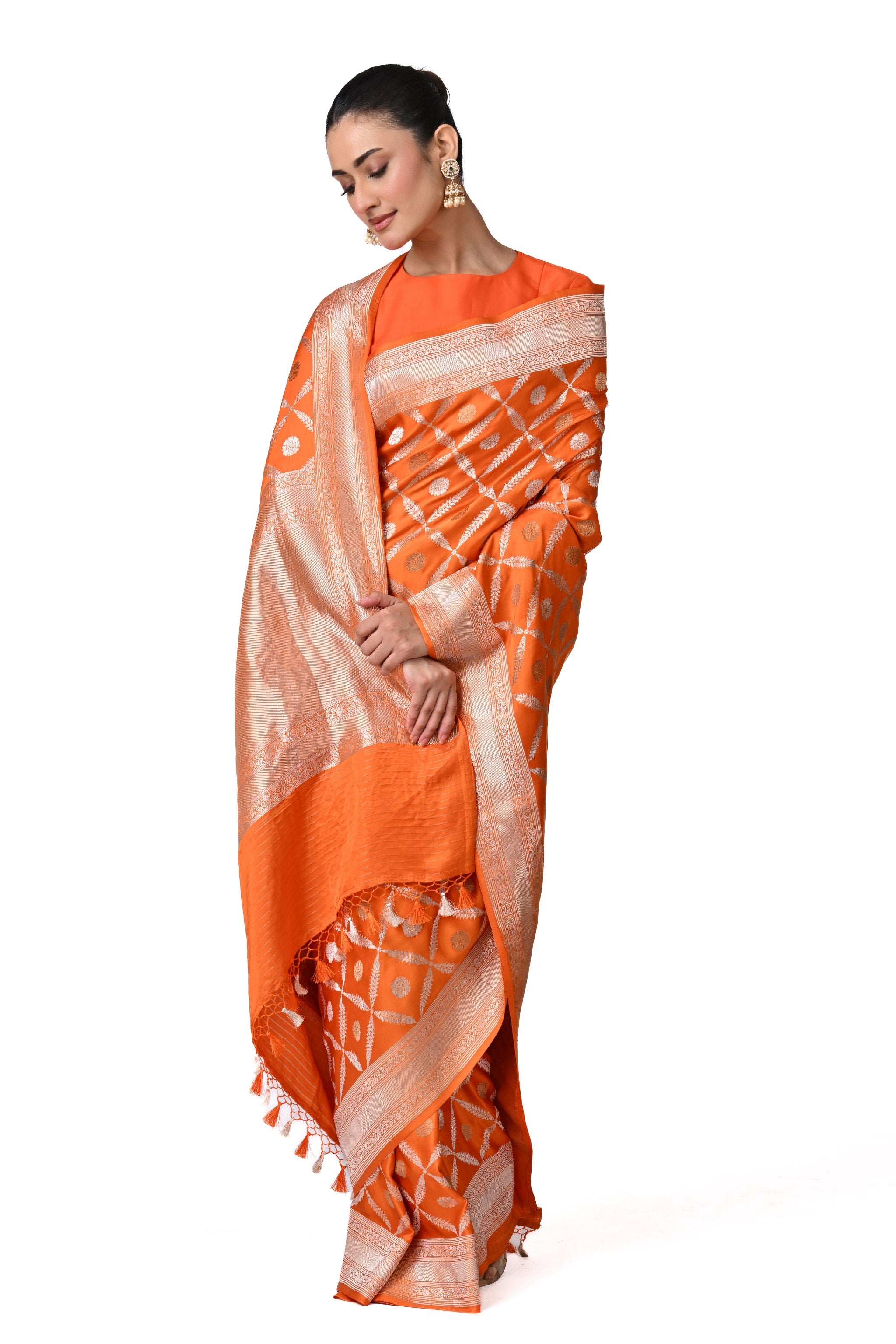 Orange Gajji Silk Saree