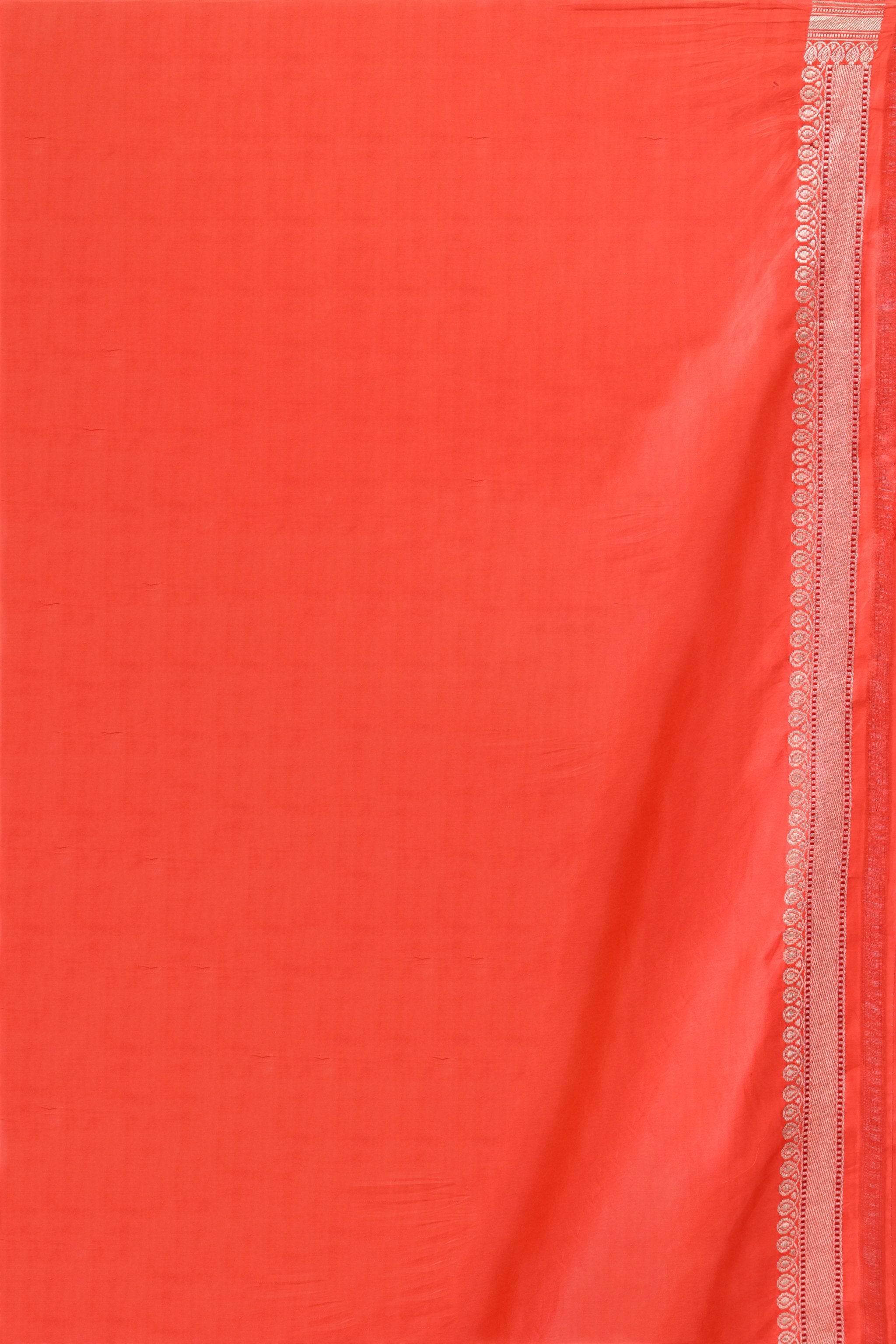 Coral Orange Texture Brocade Saree