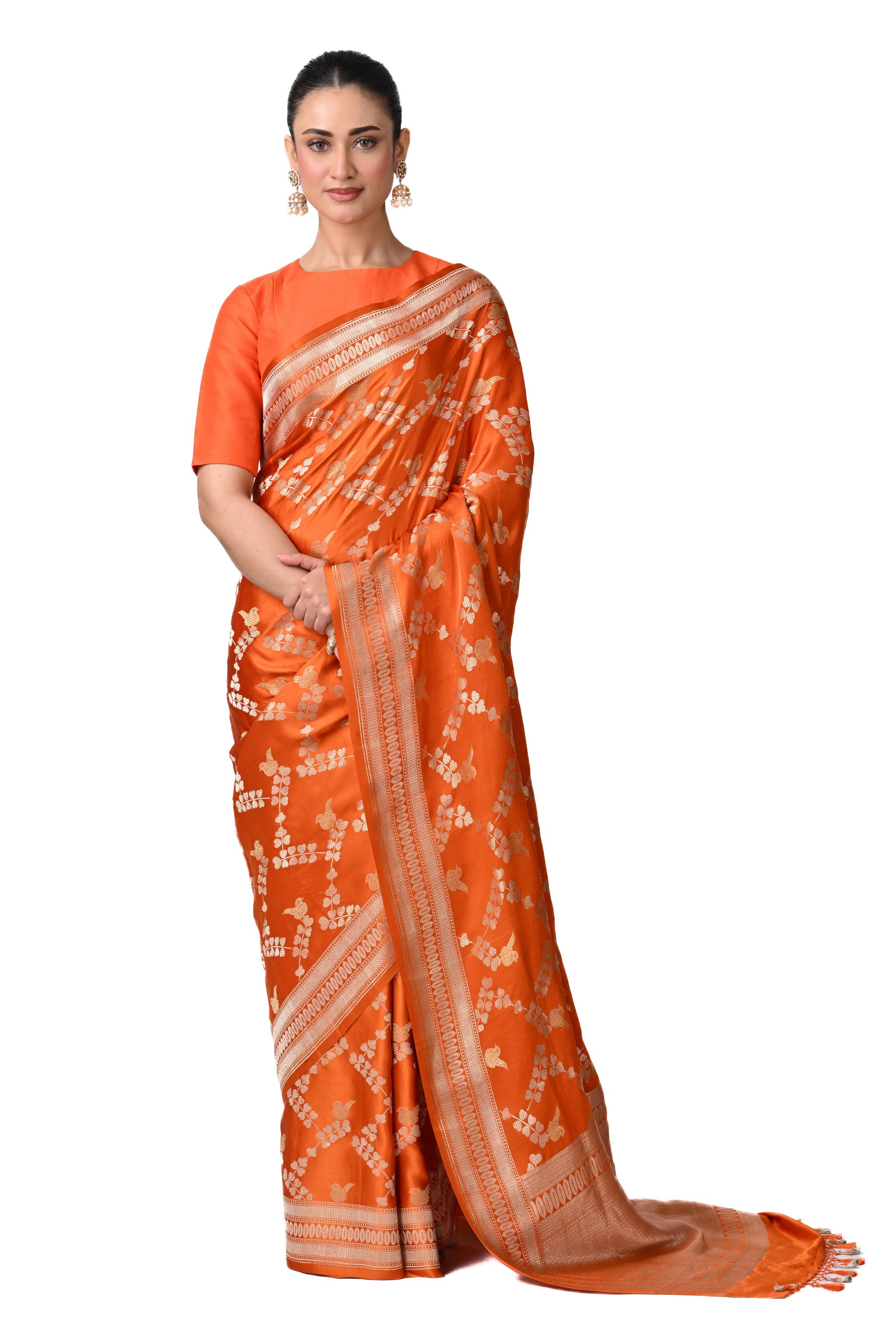 Orange Premium Gajji Silk Sarees