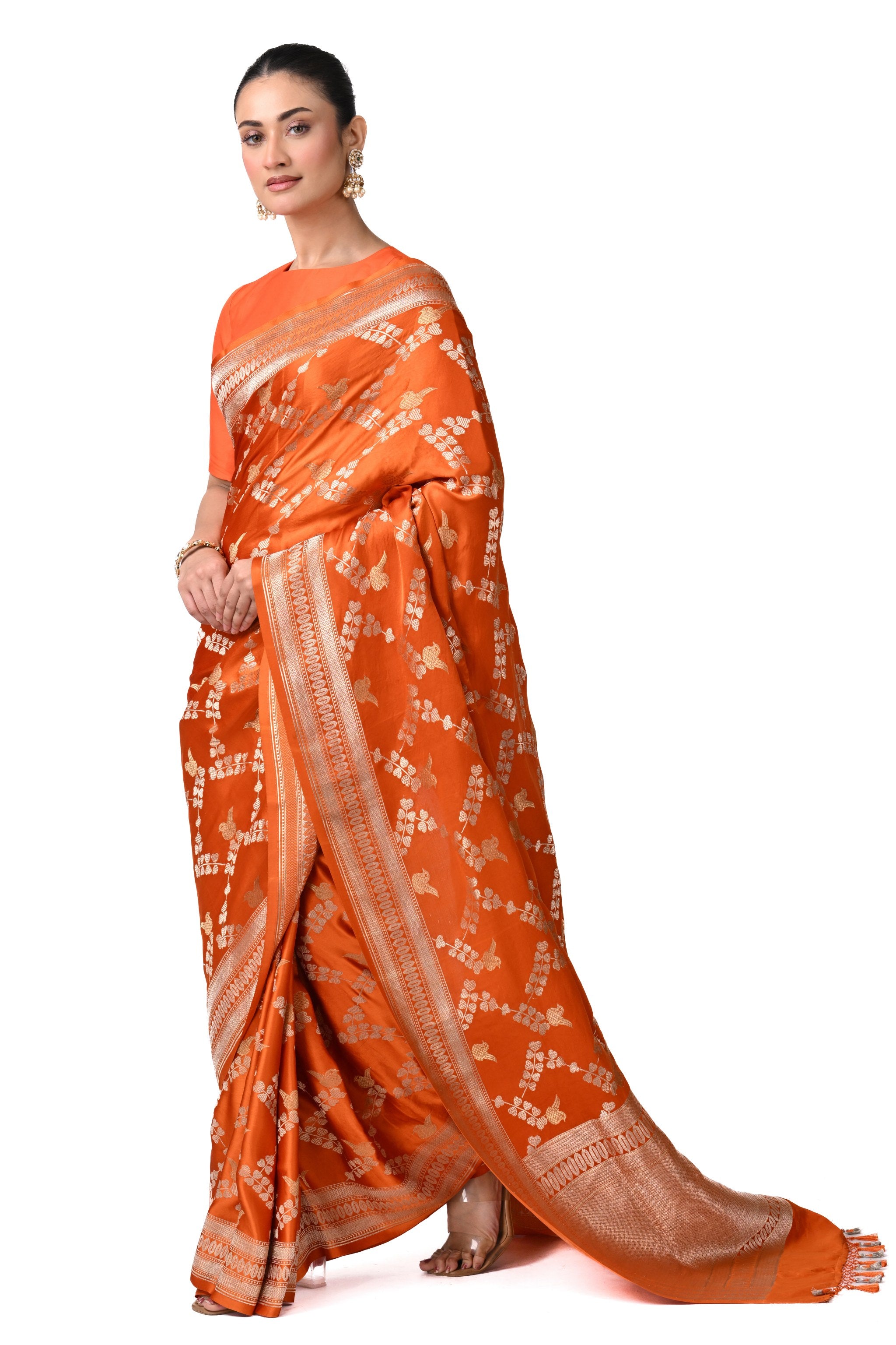 Orange Premium Gajji Silk Sarees