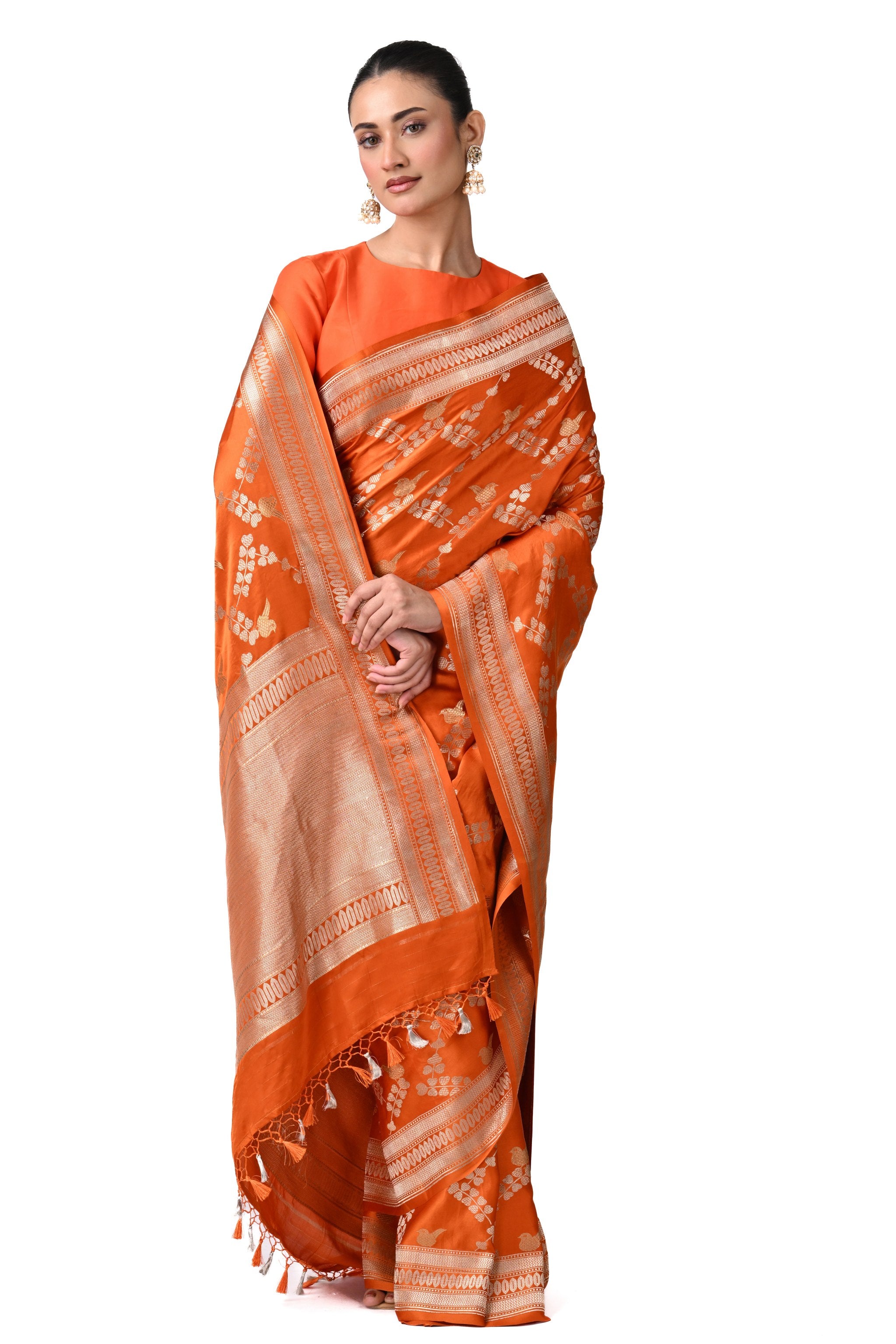 Orange Premium Gajji Silk Sarees