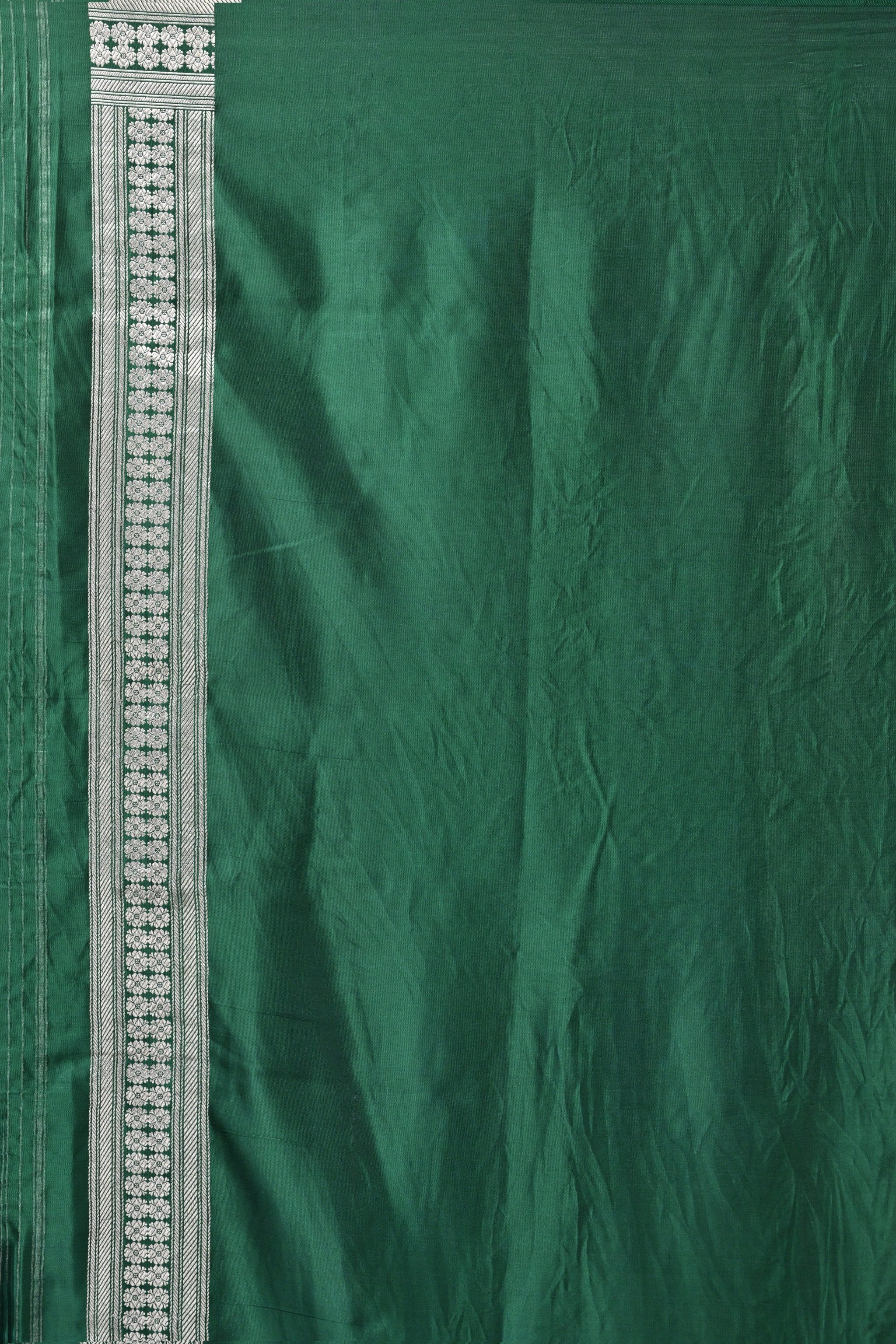 Silk Saree in Deep Emerald with Silver Motif