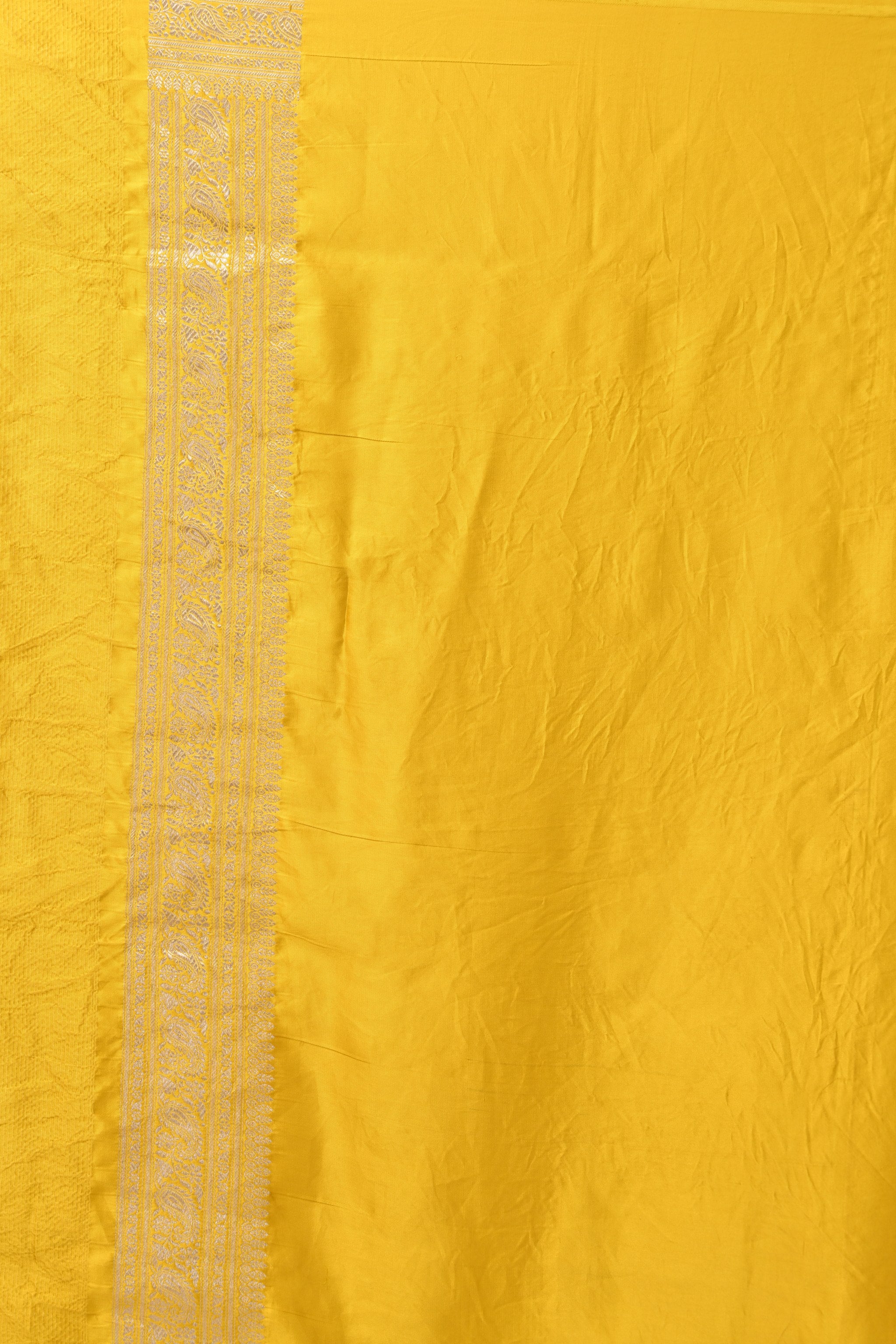 Yellow Pure Katan Silk  Saree with Floral Motifs